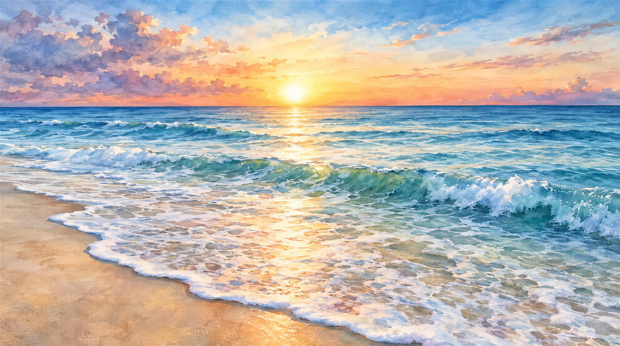 Neutral Beach Landscape Wallpaper Mural Main