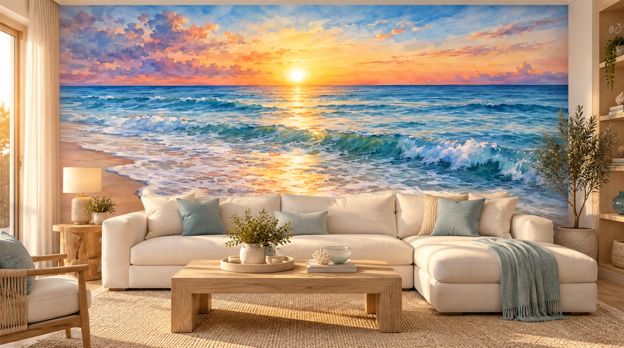 Neutral Beach Landscape Wallpaper Mural Main