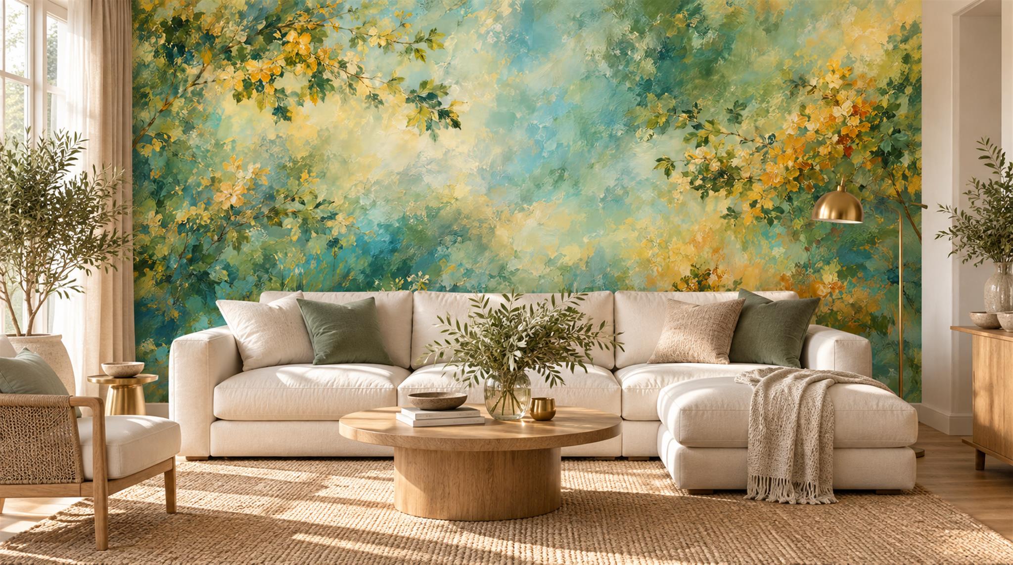 Teal Soft Cloudscape Wallpaper Mural Main