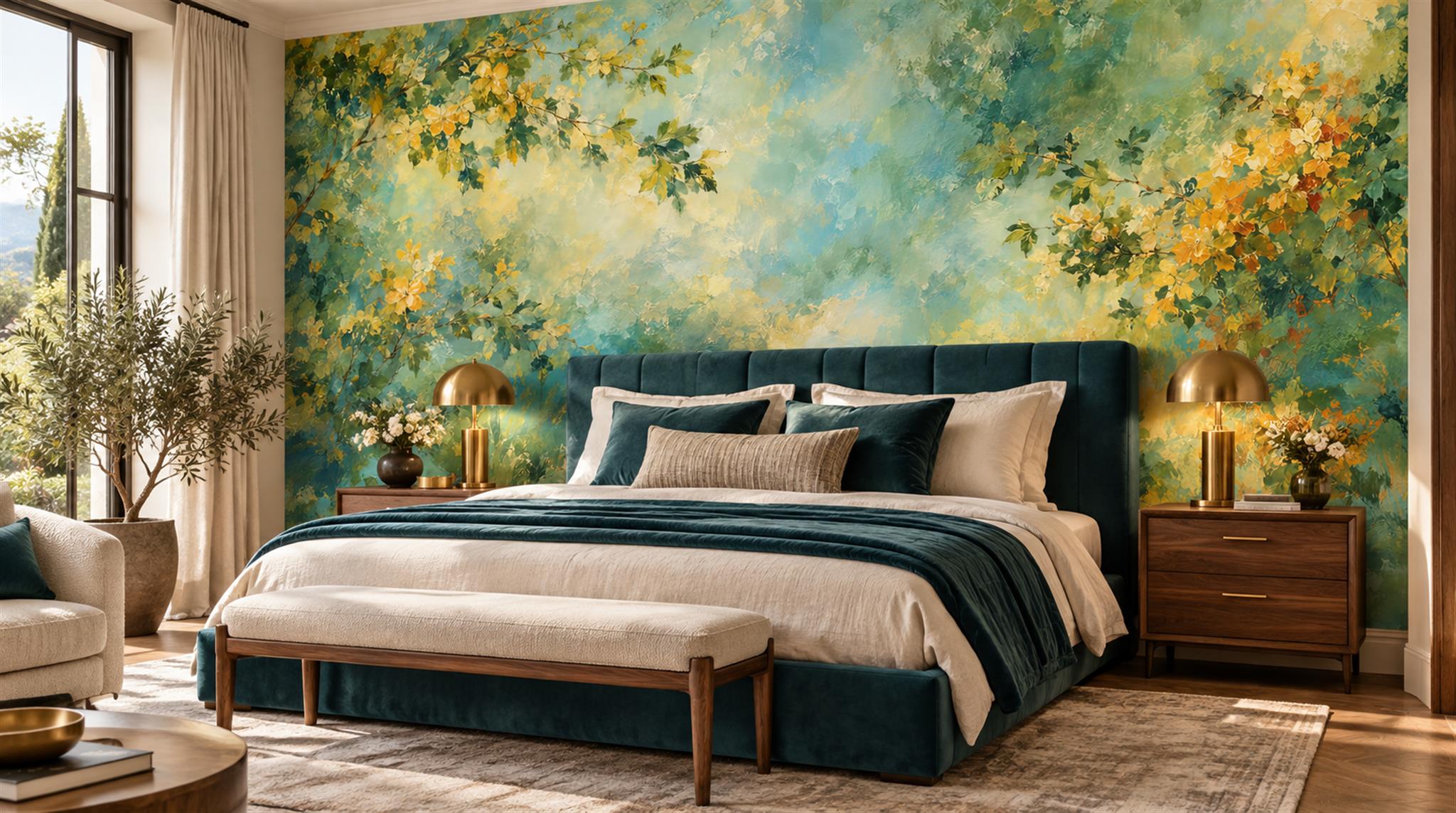 Teal Soft Cloudscape Wallpaper Mural Scene