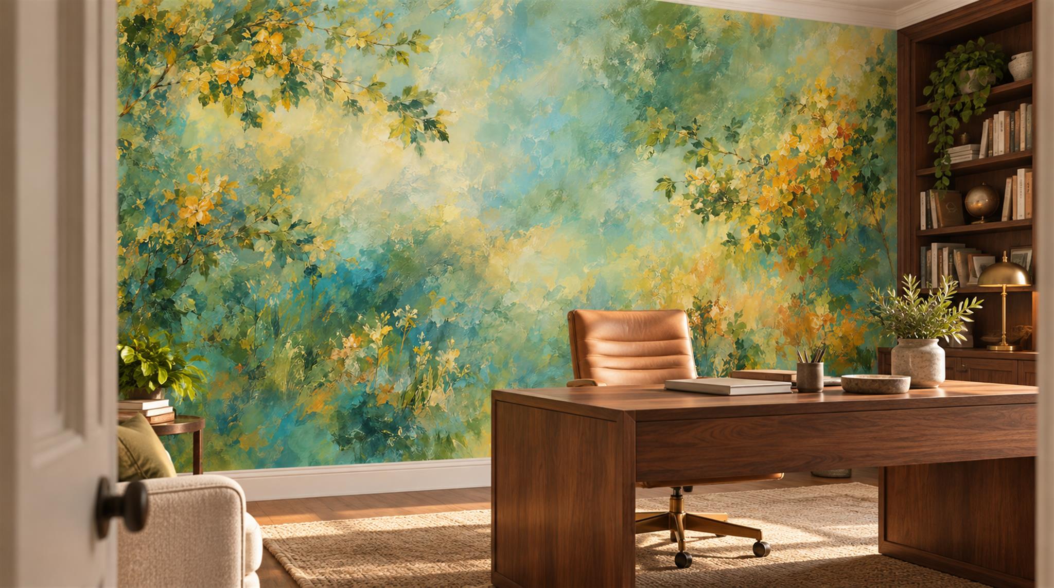 Teal Soft Cloudscape Wallpaper Mural Scene