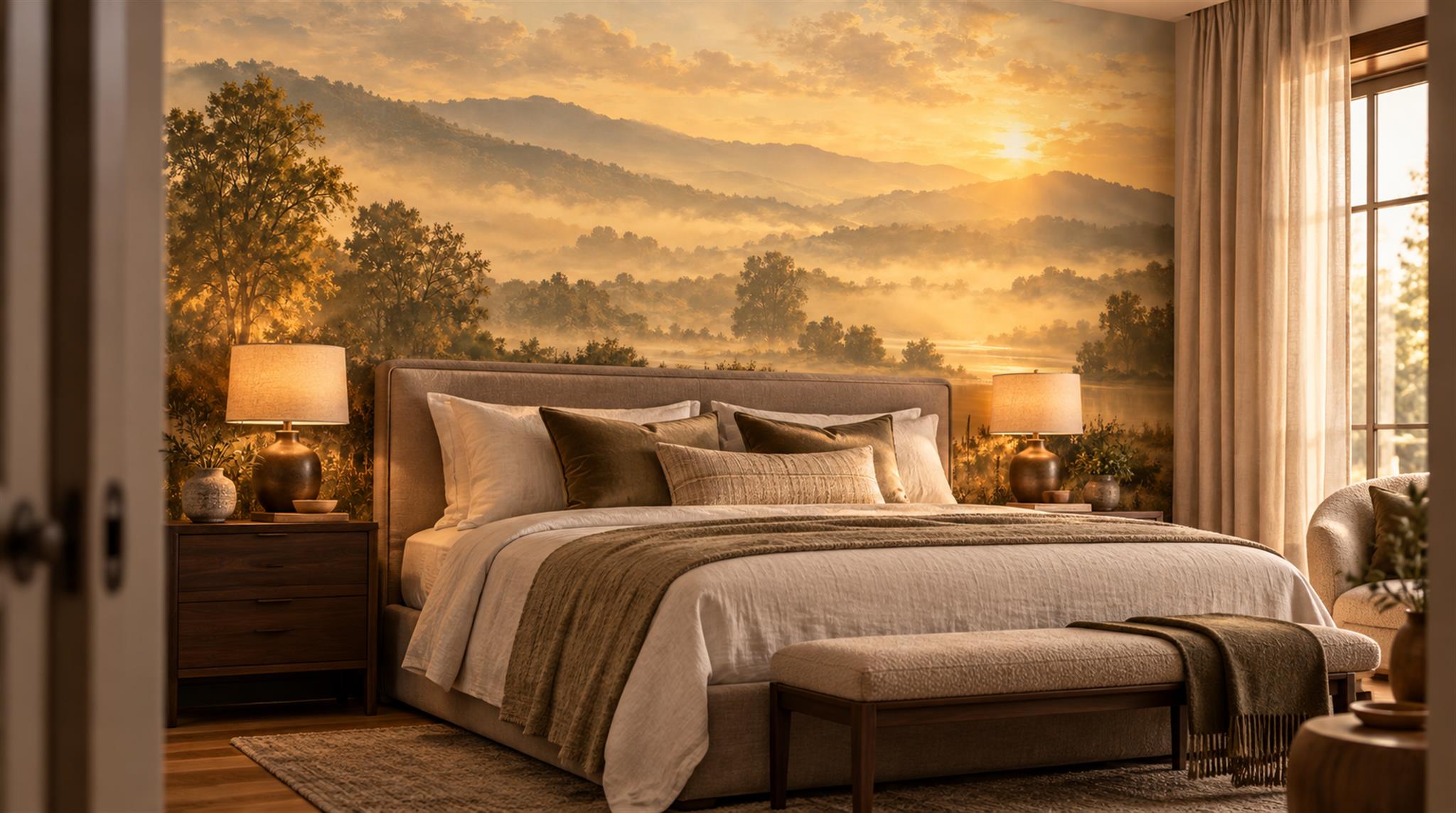 Gold Decorative Wall Art Wallpaper Mural Scene