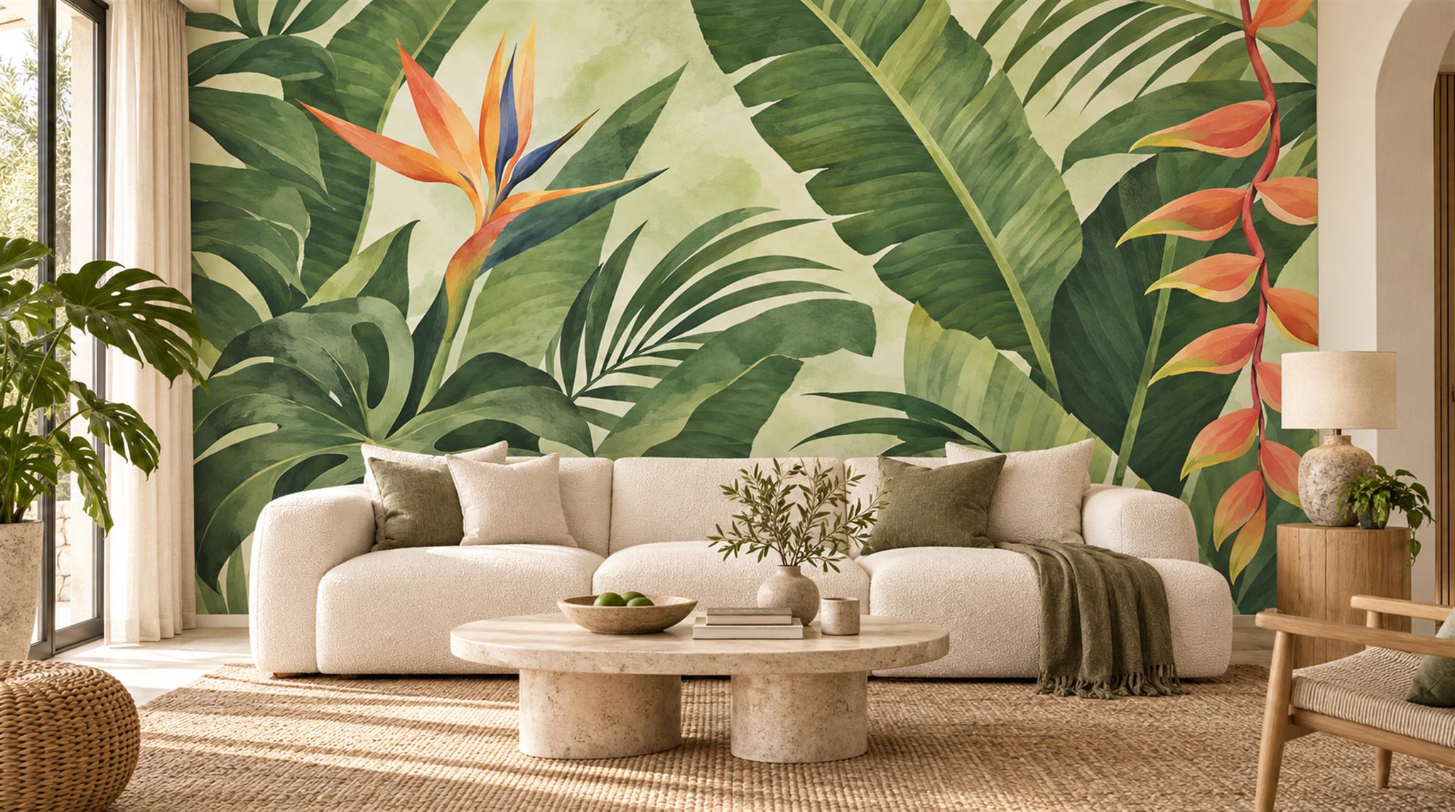 Green Tropical Foliage Wallpaper Mural Main