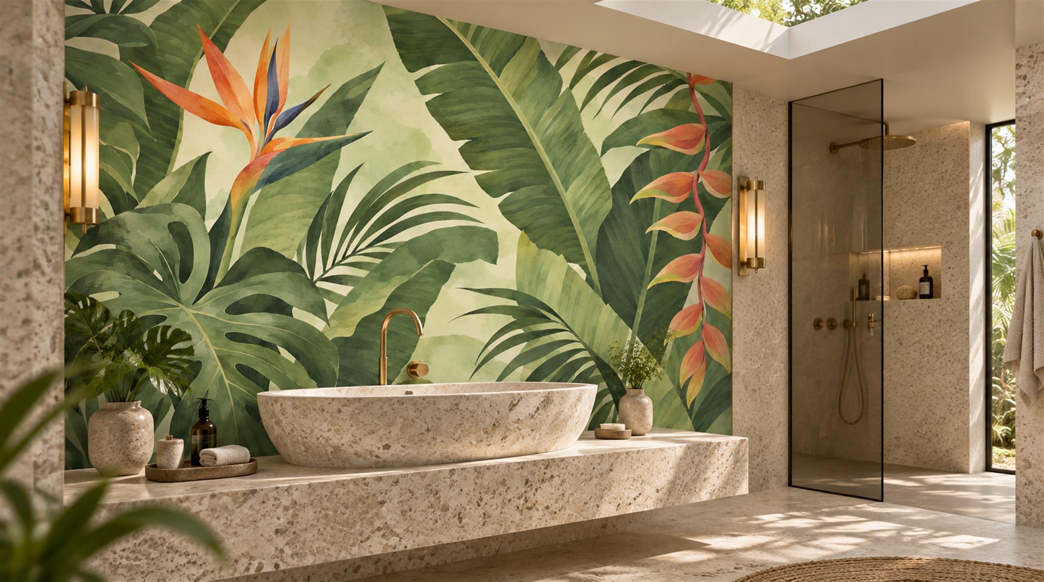 Green Tropical Foliage Wallpaper Mural Scene