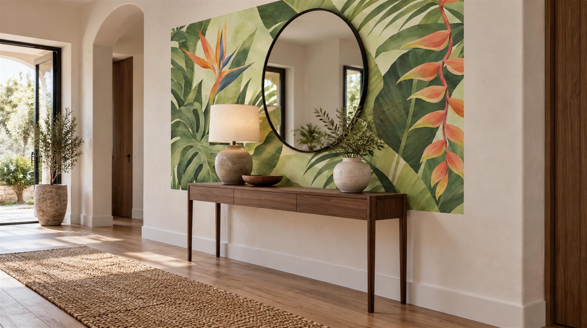 Green Tropical Foliage Wallpaper Mural Scene