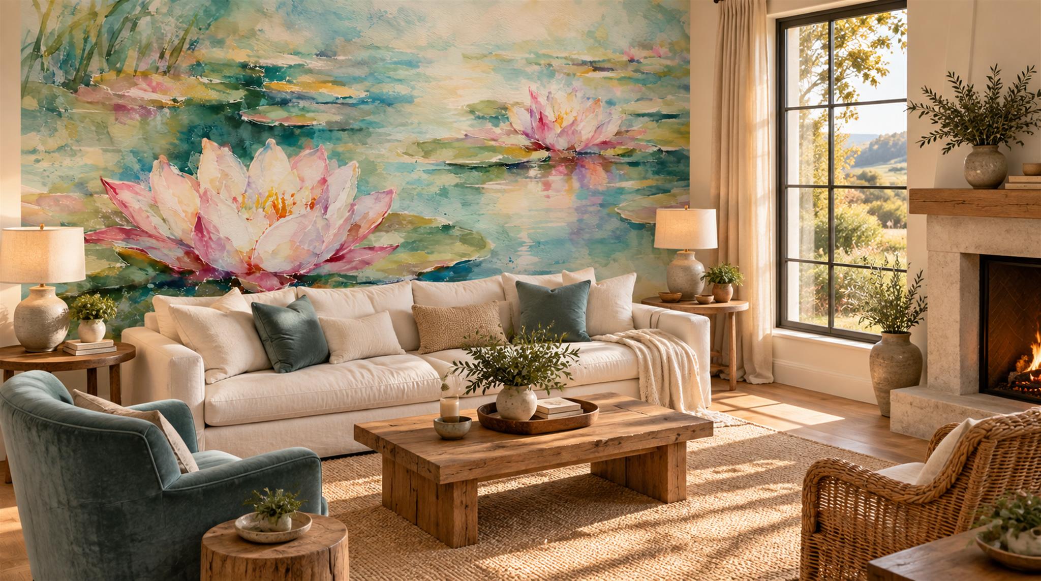Aqua Decorative Wall Art Wallpaper Mural Scene