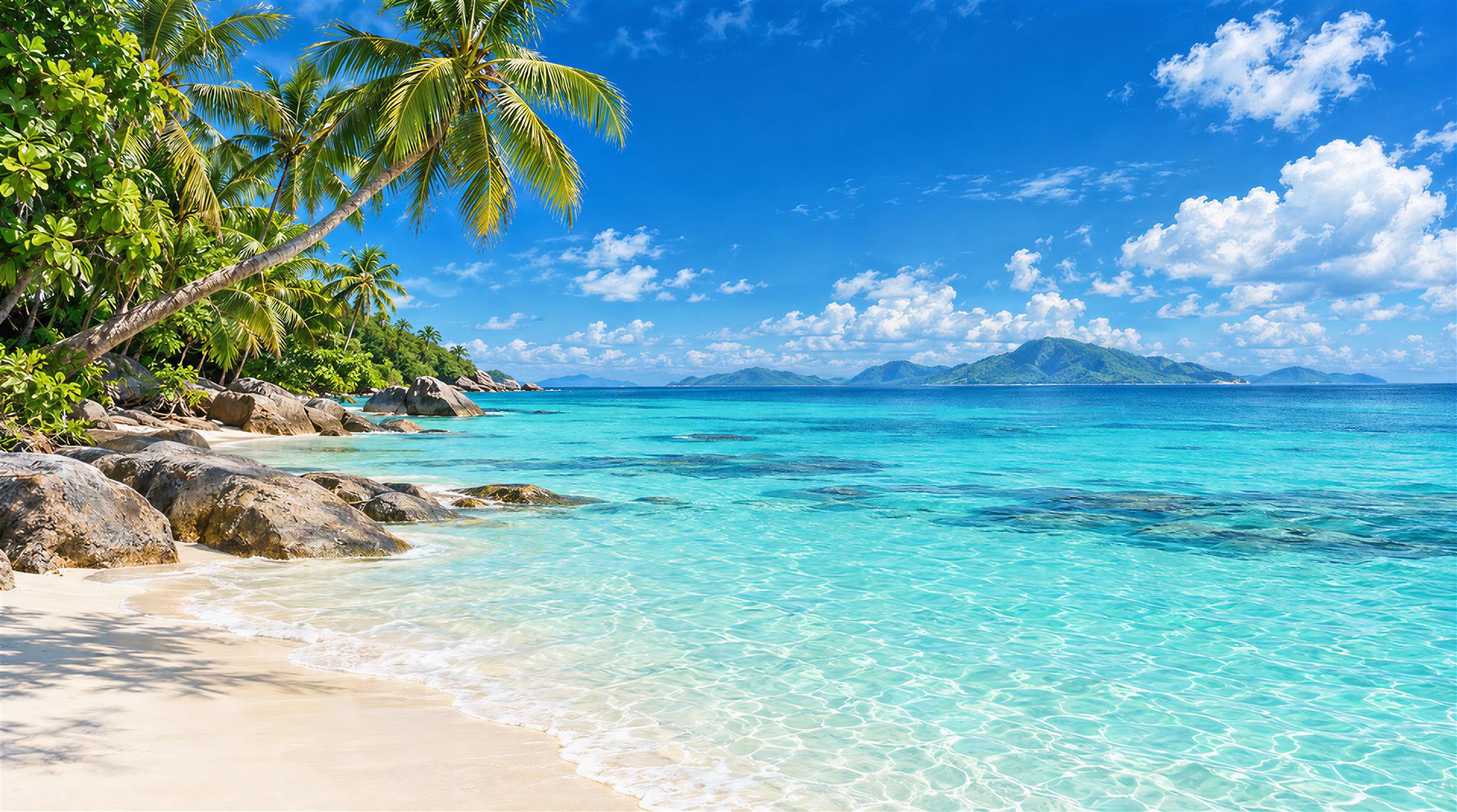 Aqua Tropical Foliage Wallpaper Mural Main