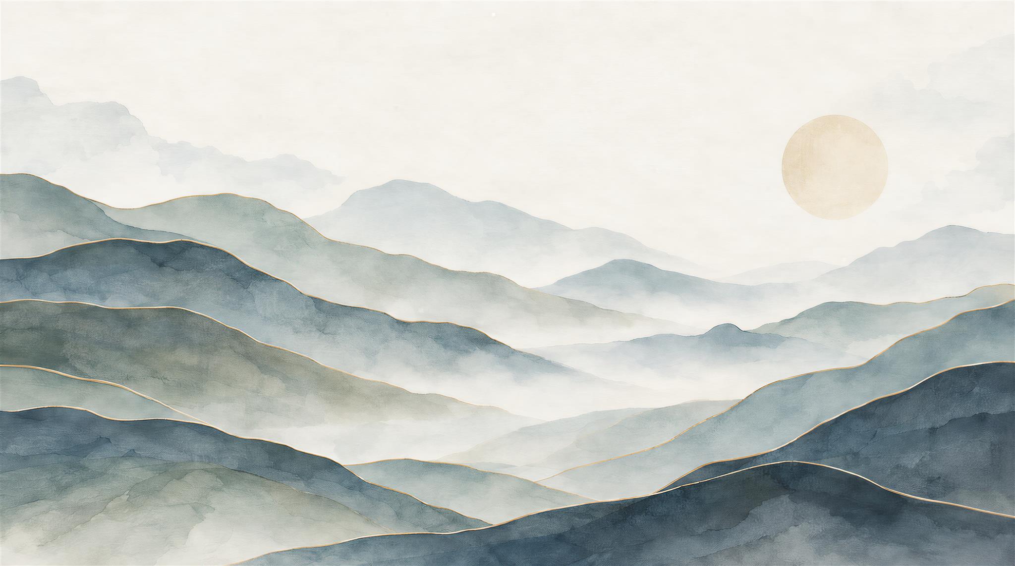 Blue Alpine Ridges Wallpaper Mural Main