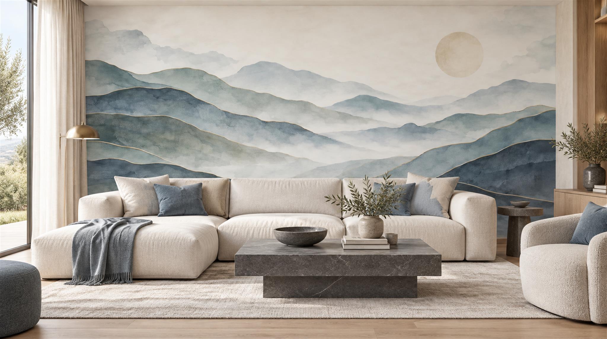 Blue Alpine Ridges Wallpaper Mural Main