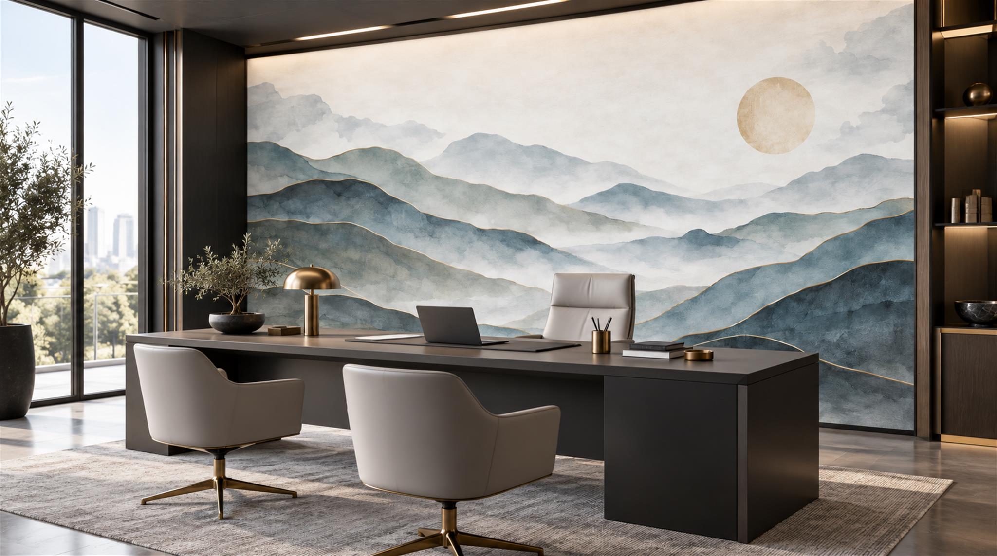 Blue Alpine Ridges Wallpaper Mural Scene