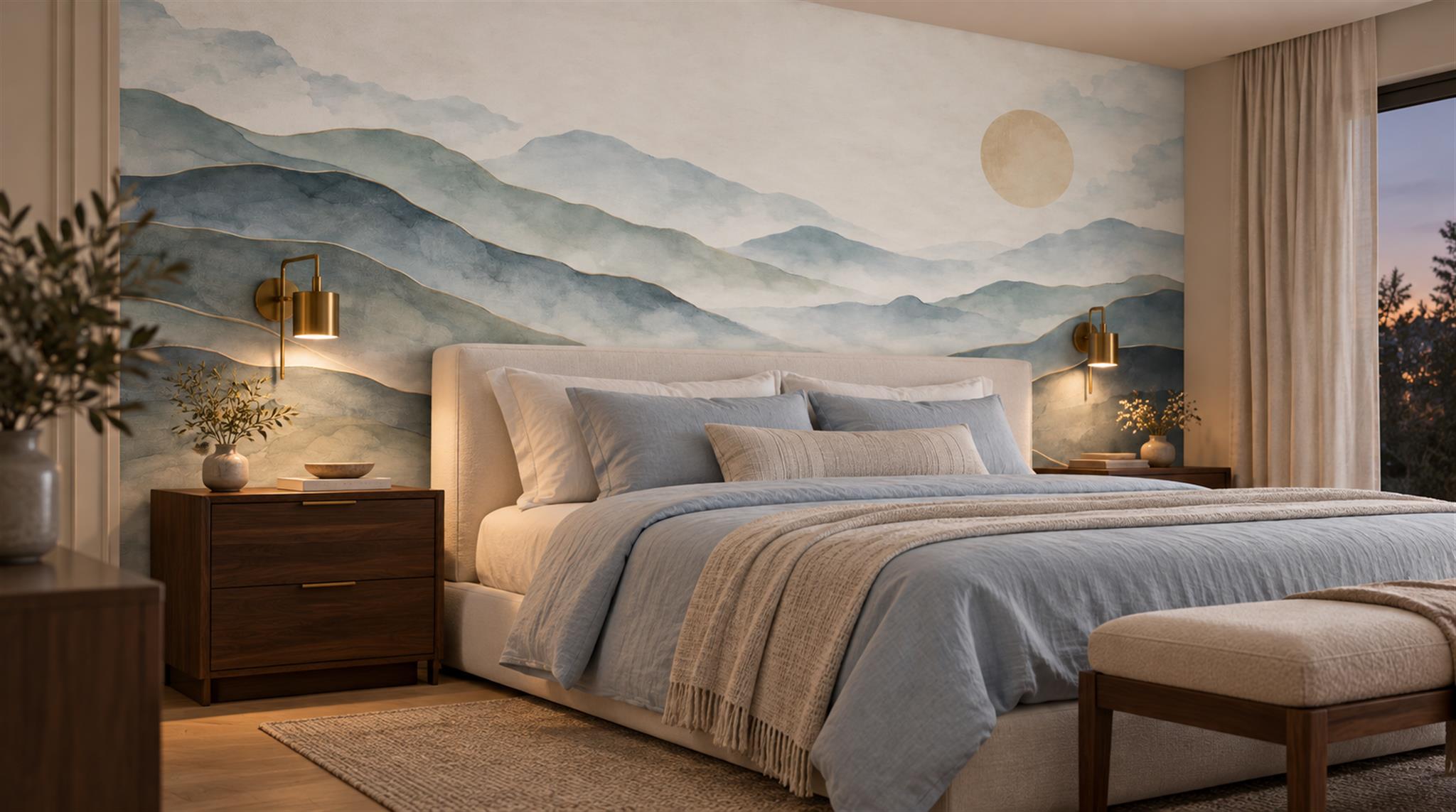 Blue Alpine Ridges Wallpaper Mural Scene