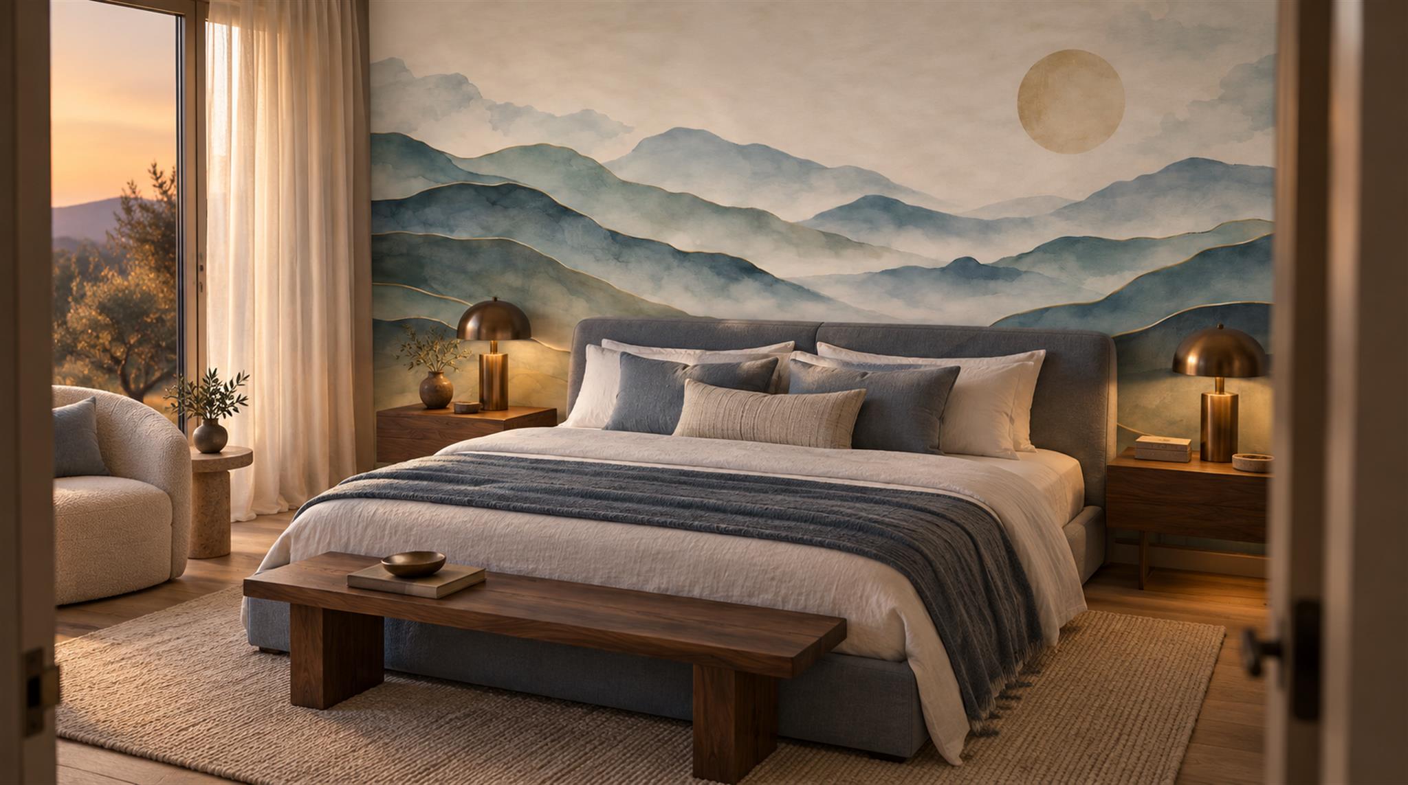 Blue Alpine Ridges Wallpaper Mural Scene