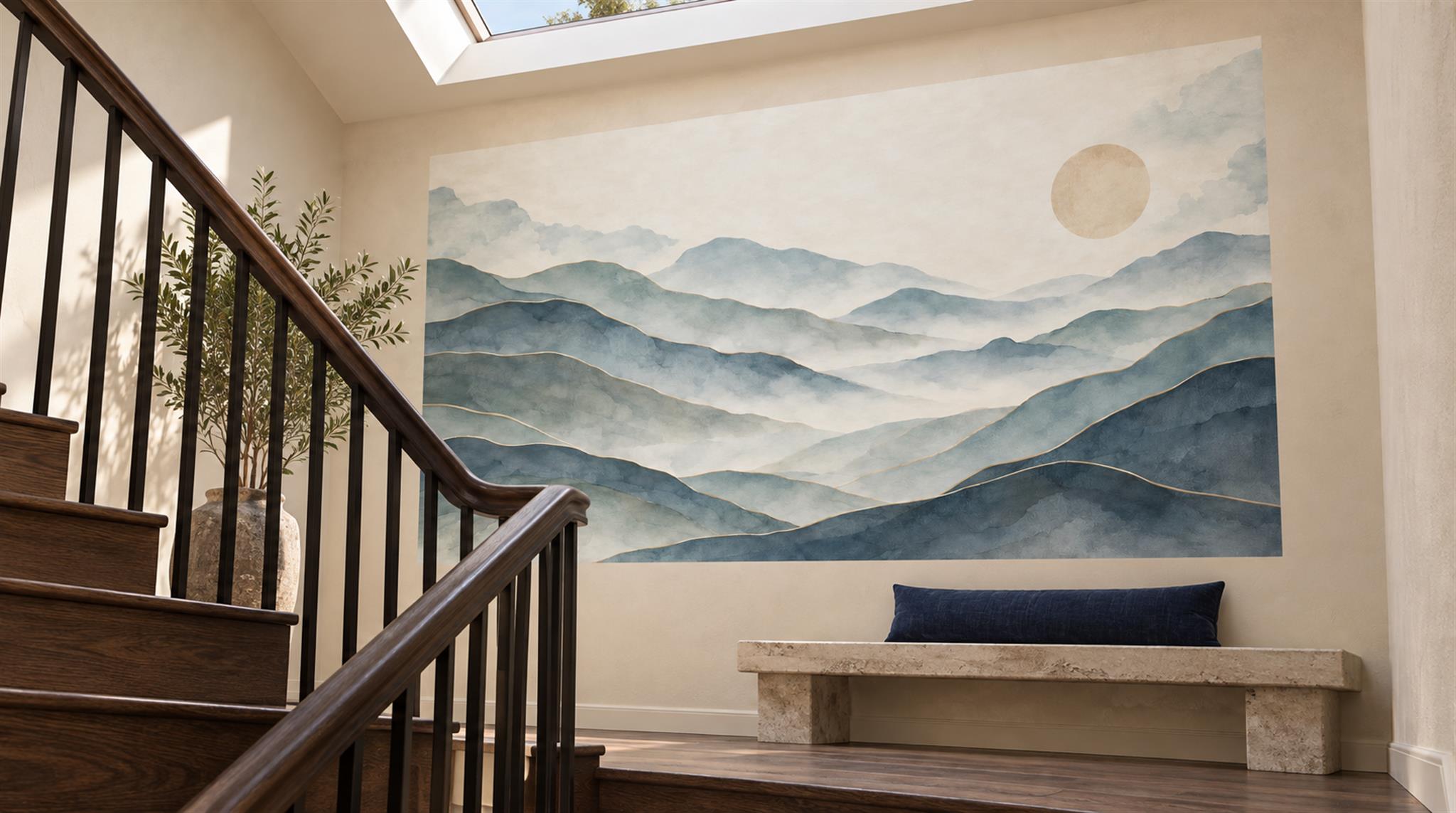 Blue Alpine Ridges Wallpaper Mural Scene