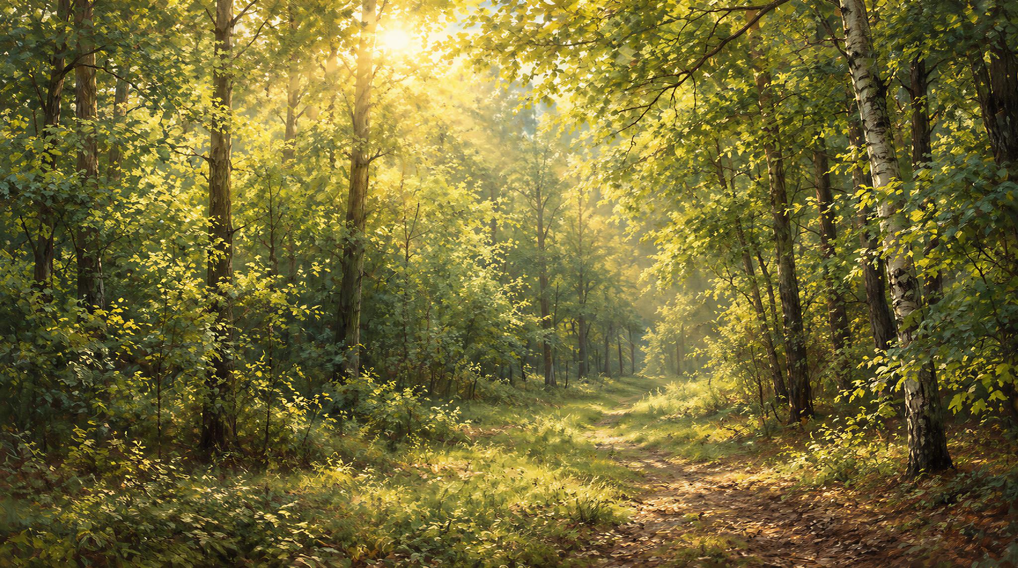 Gold Woodland Trees Wallpaper Mural Main