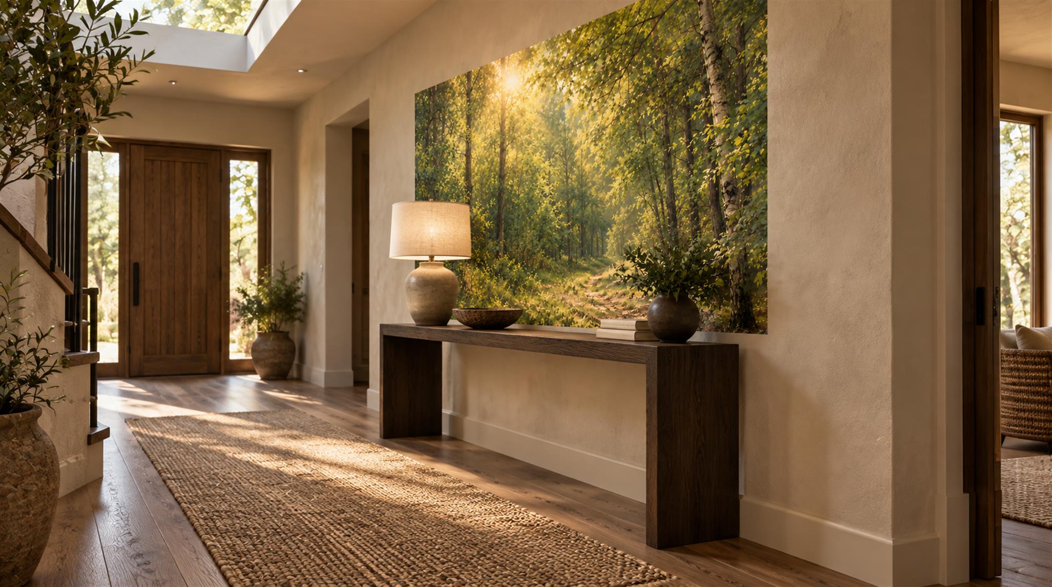 Gold Woodland Trees Wallpaper Mural Scene