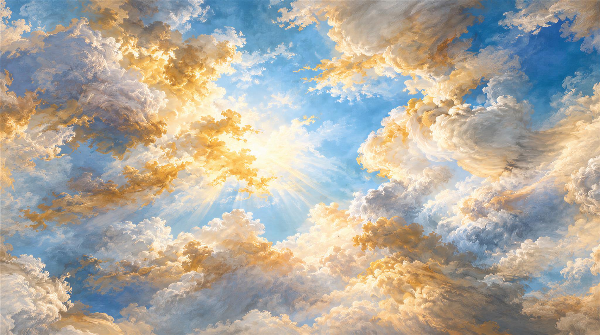 Blue Soft Cloudscape Wallpaper Mural Main