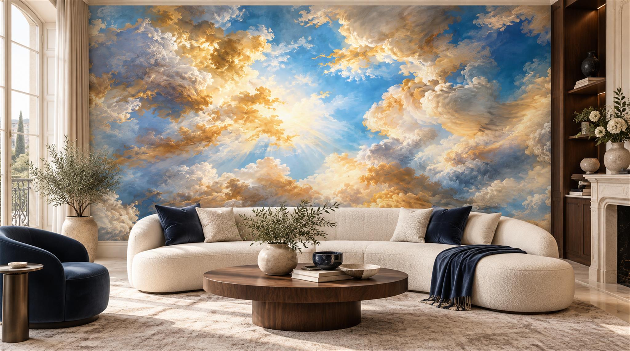 Blue Soft Cloudscape Wallpaper Mural Main