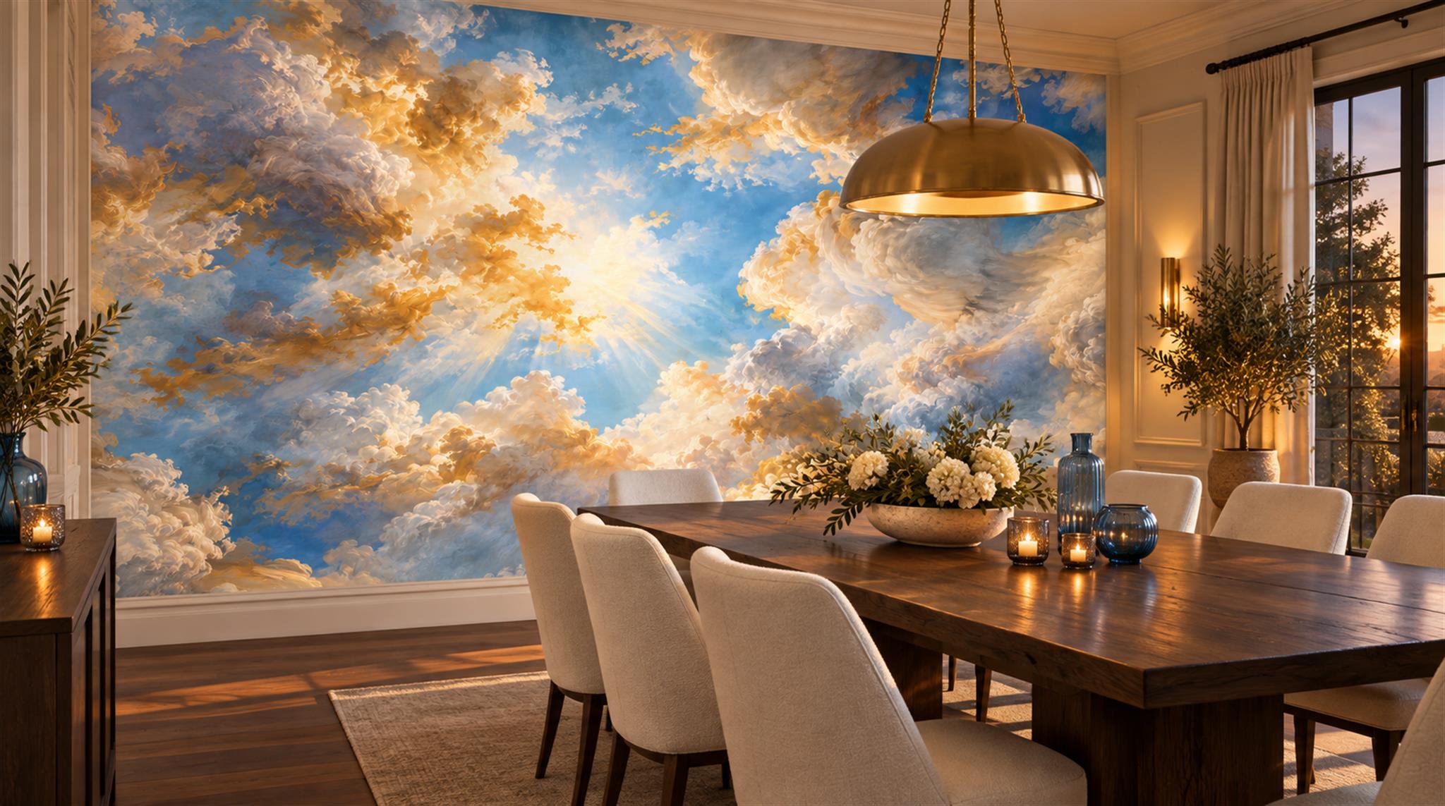 Blue Soft Cloudscape Wallpaper Mural Scene