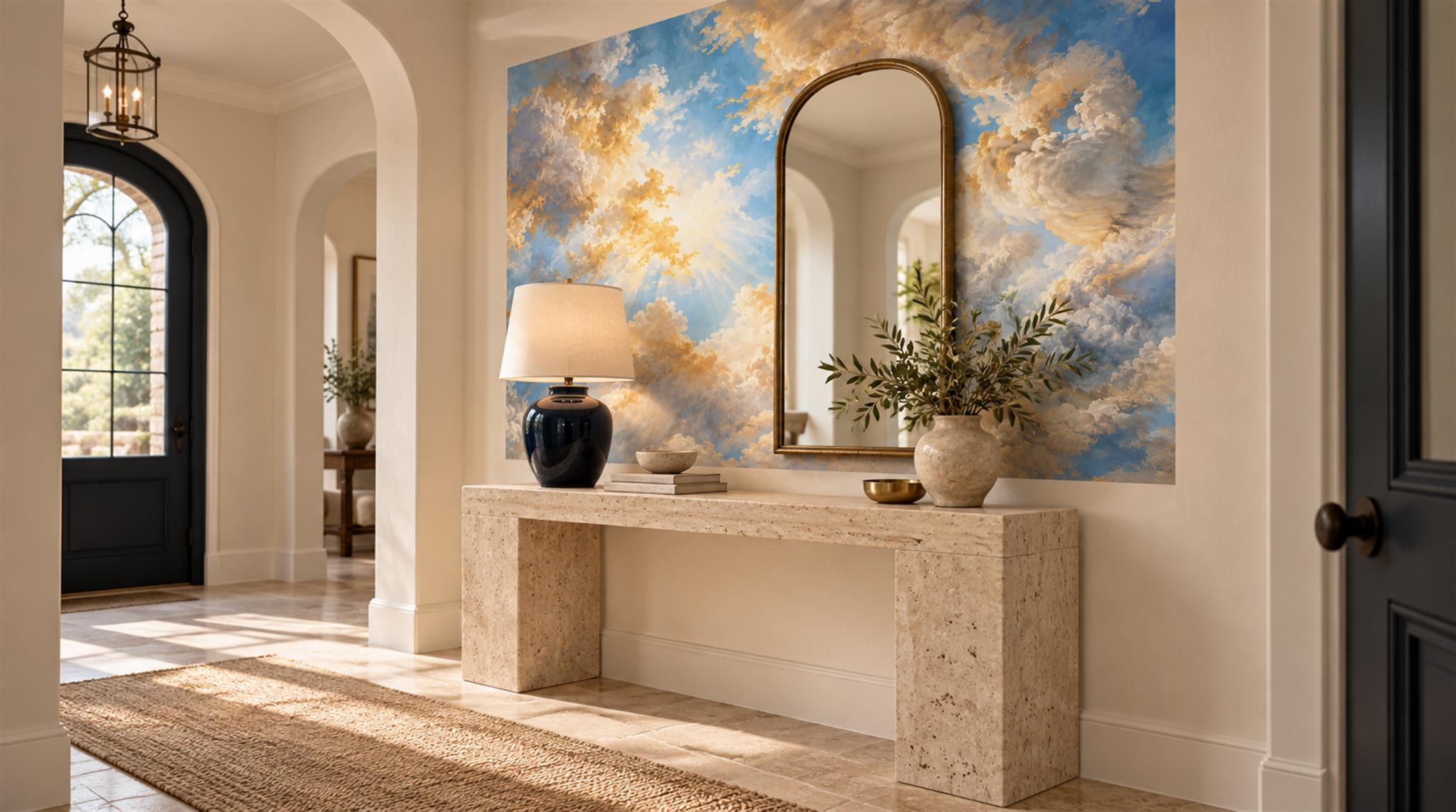 Blue Soft Cloudscape Wallpaper Mural Scene