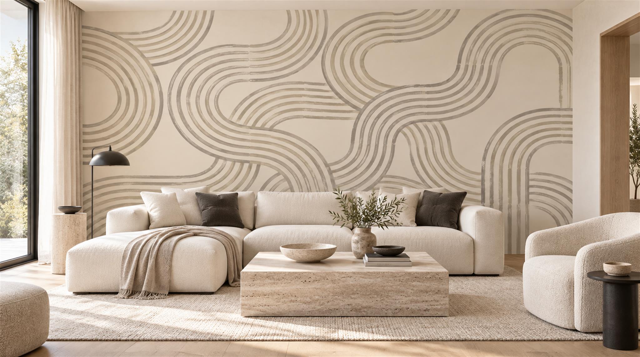 Beige Decorative Wall Art Wallpaper Mural Main