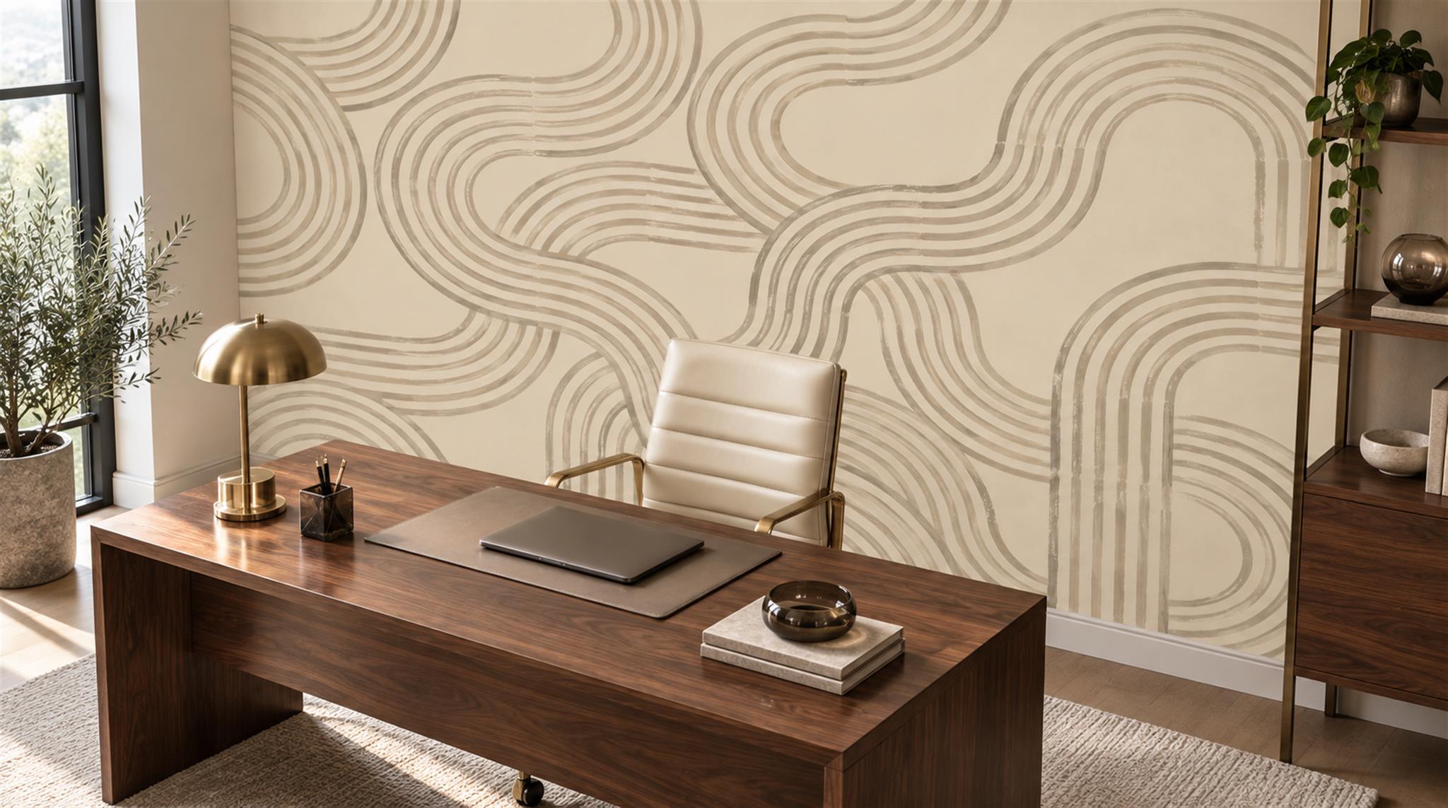 Beige Decorative Wall Art Wallpaper Mural Scene