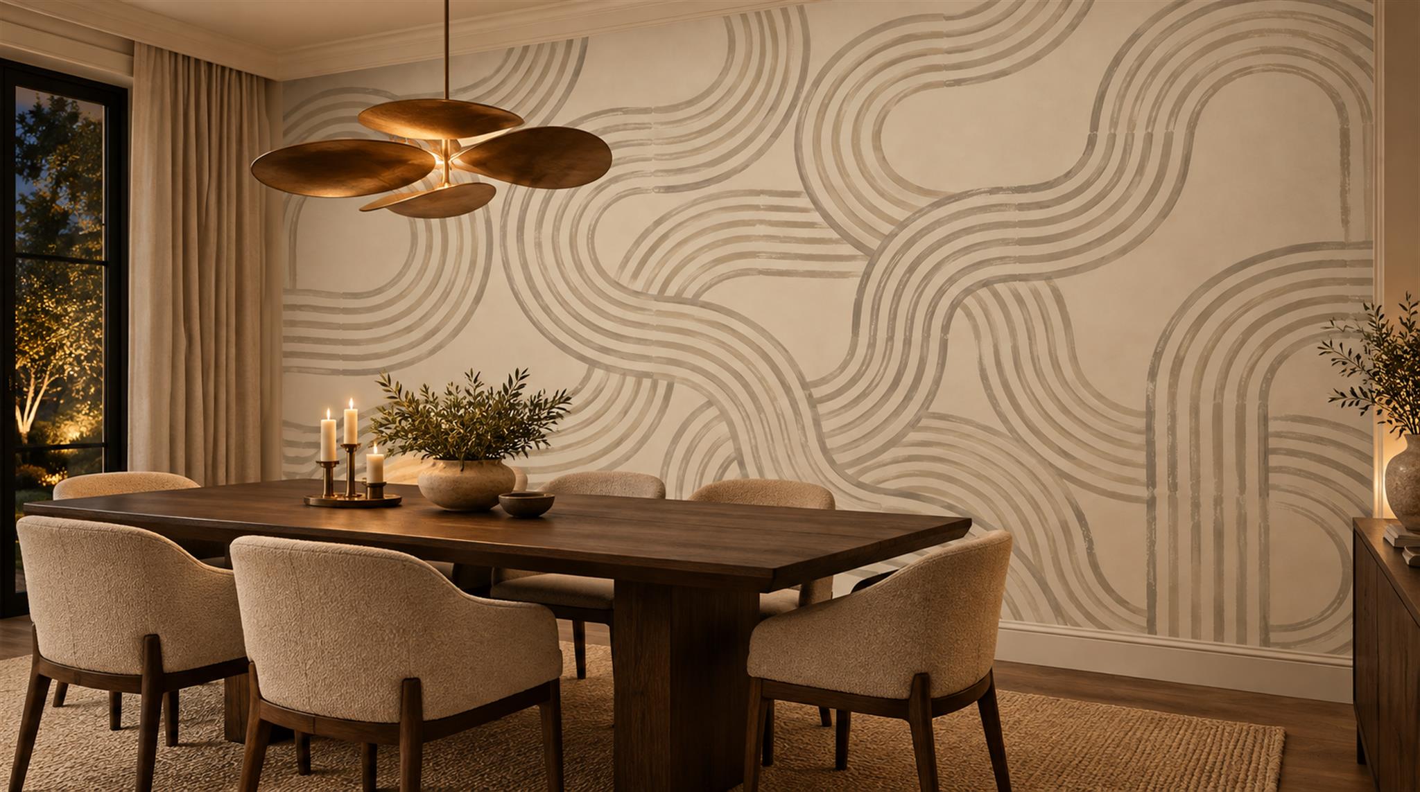 Beige Decorative Wall Art Wallpaper Mural Scene