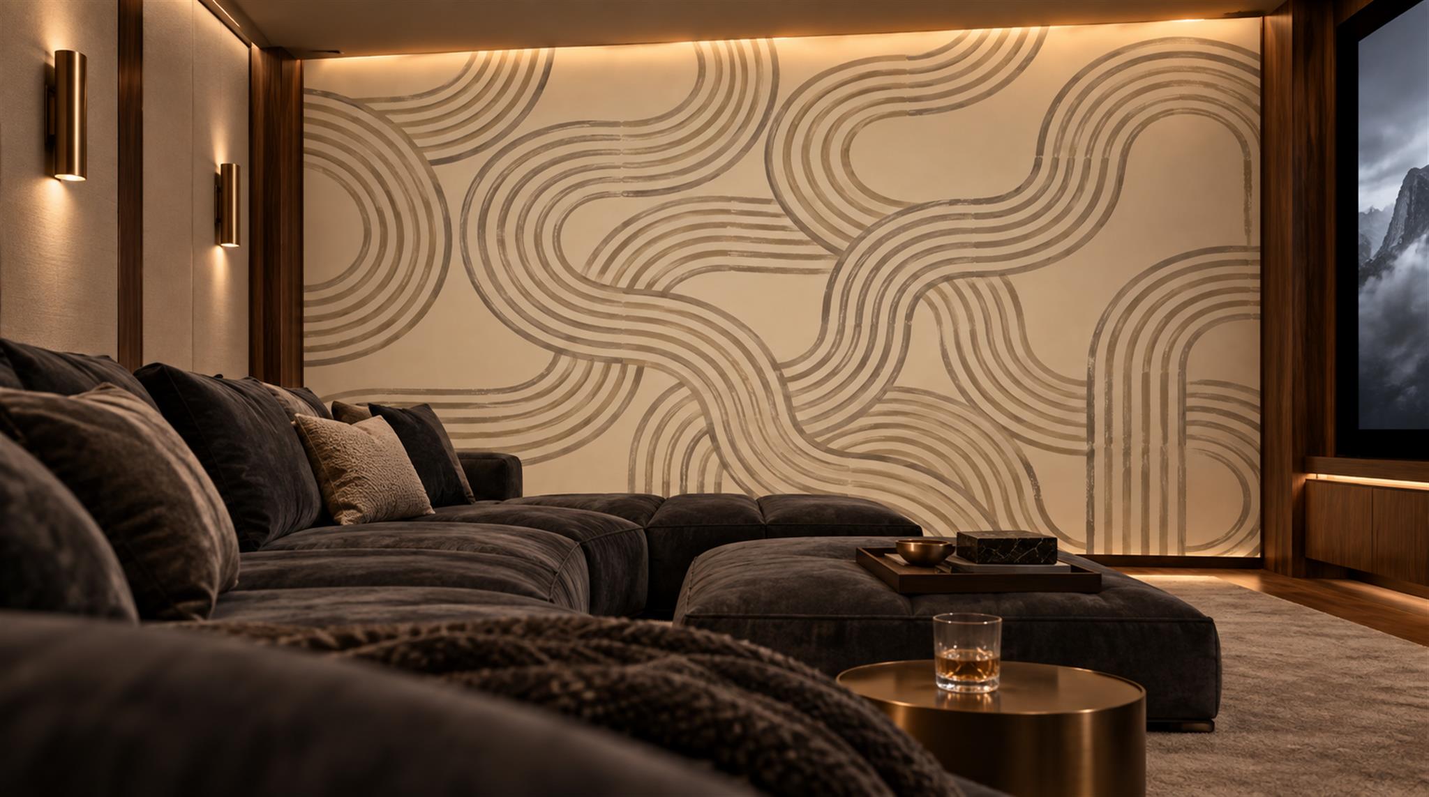 Beige Decorative Wall Art Wallpaper Mural Scene