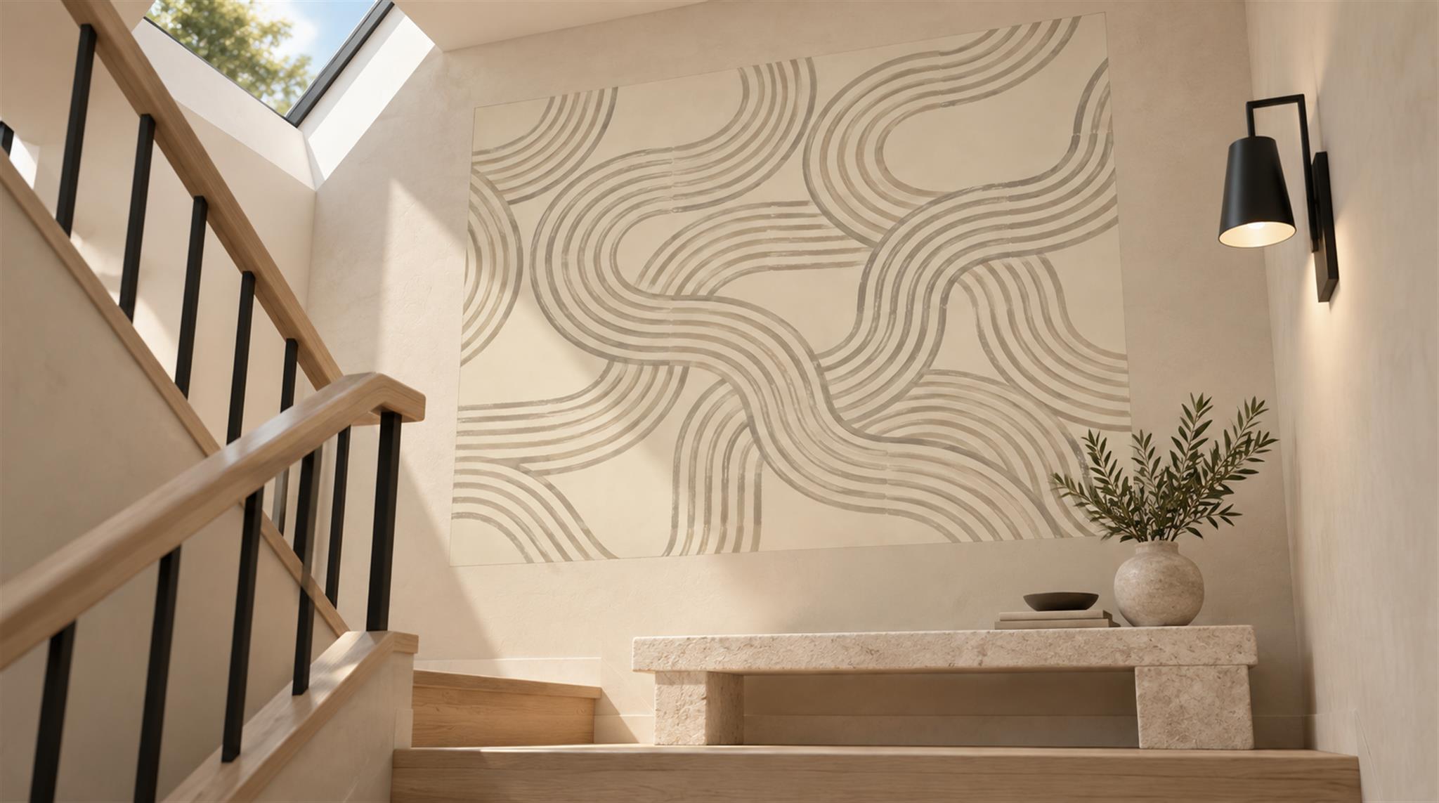 Beige Decorative Wall Art Wallpaper Mural Scene