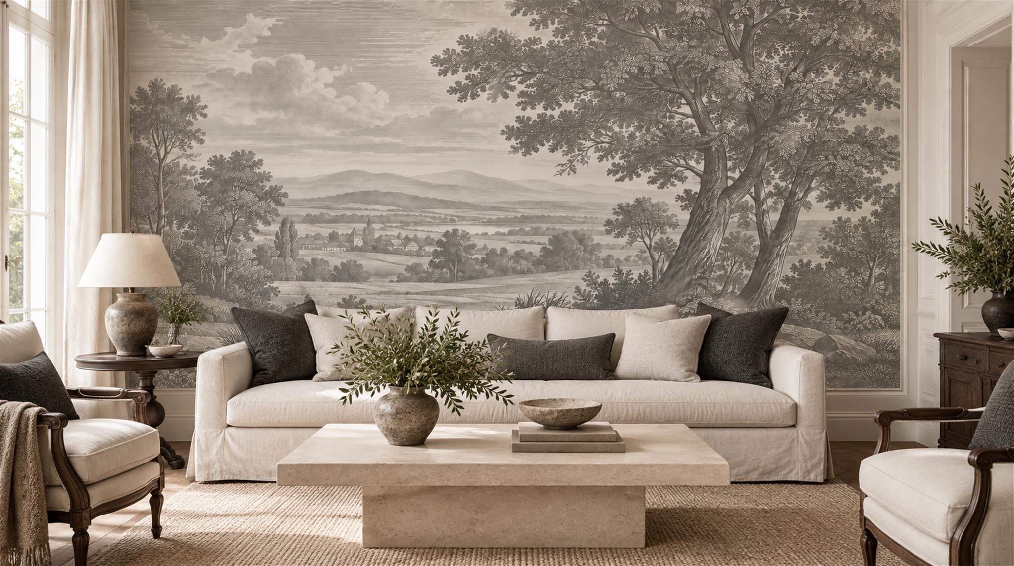 Grey Decorative Wall Art Wallpaper Mural Scene