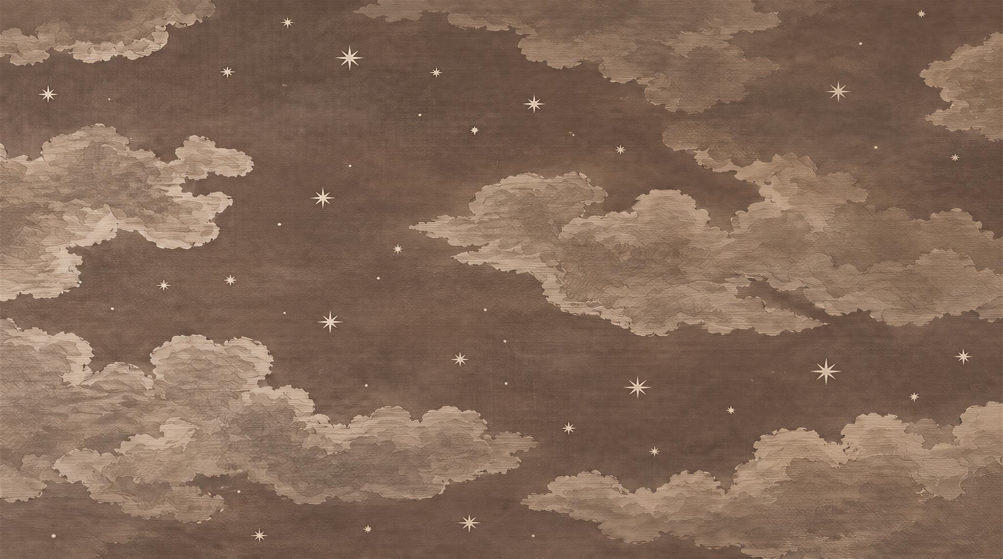 Taupe Soft Cloudscape Wallpaper Mural Main