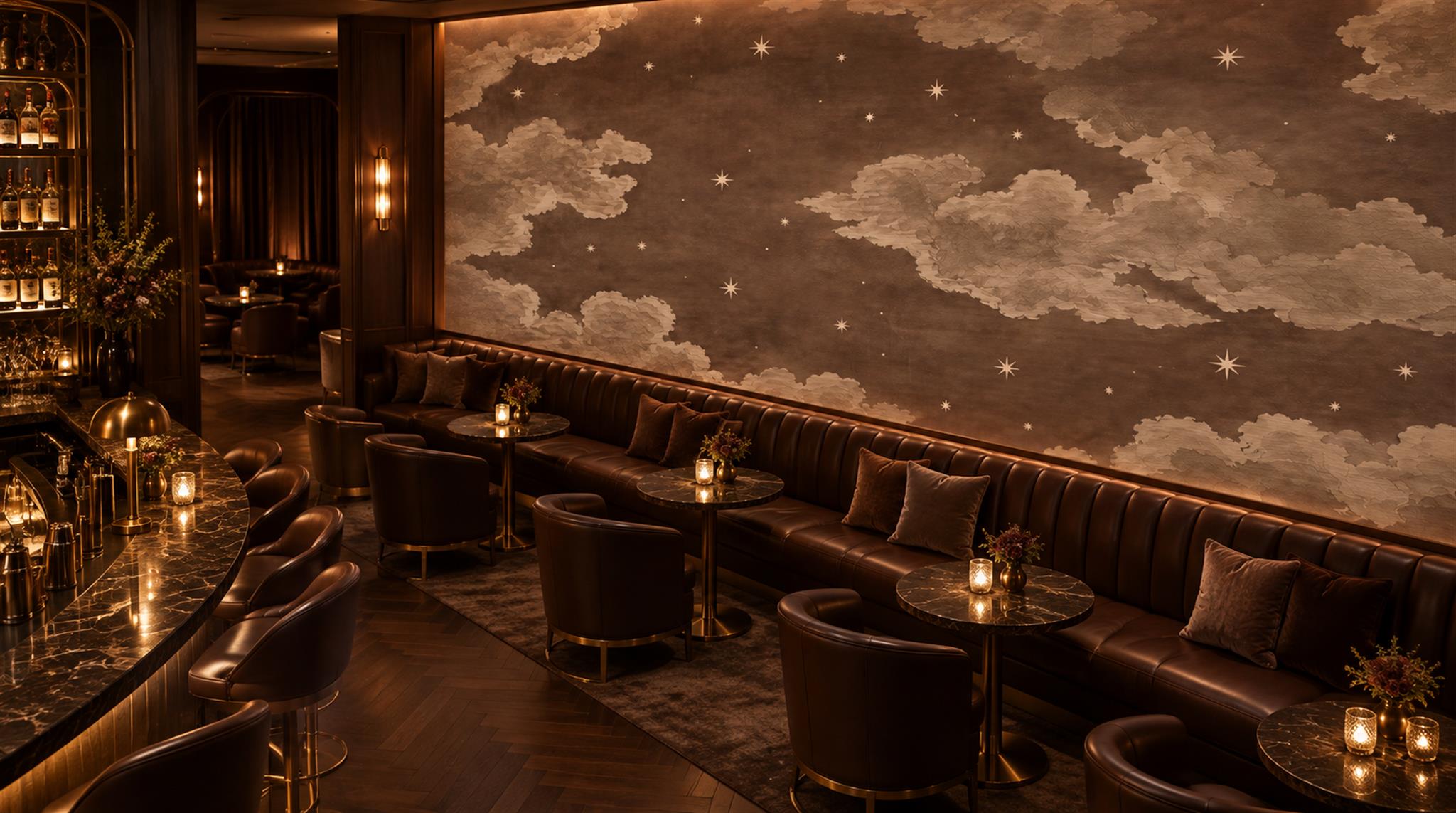 Taupe Soft Cloudscape Wallpaper Mural Scene