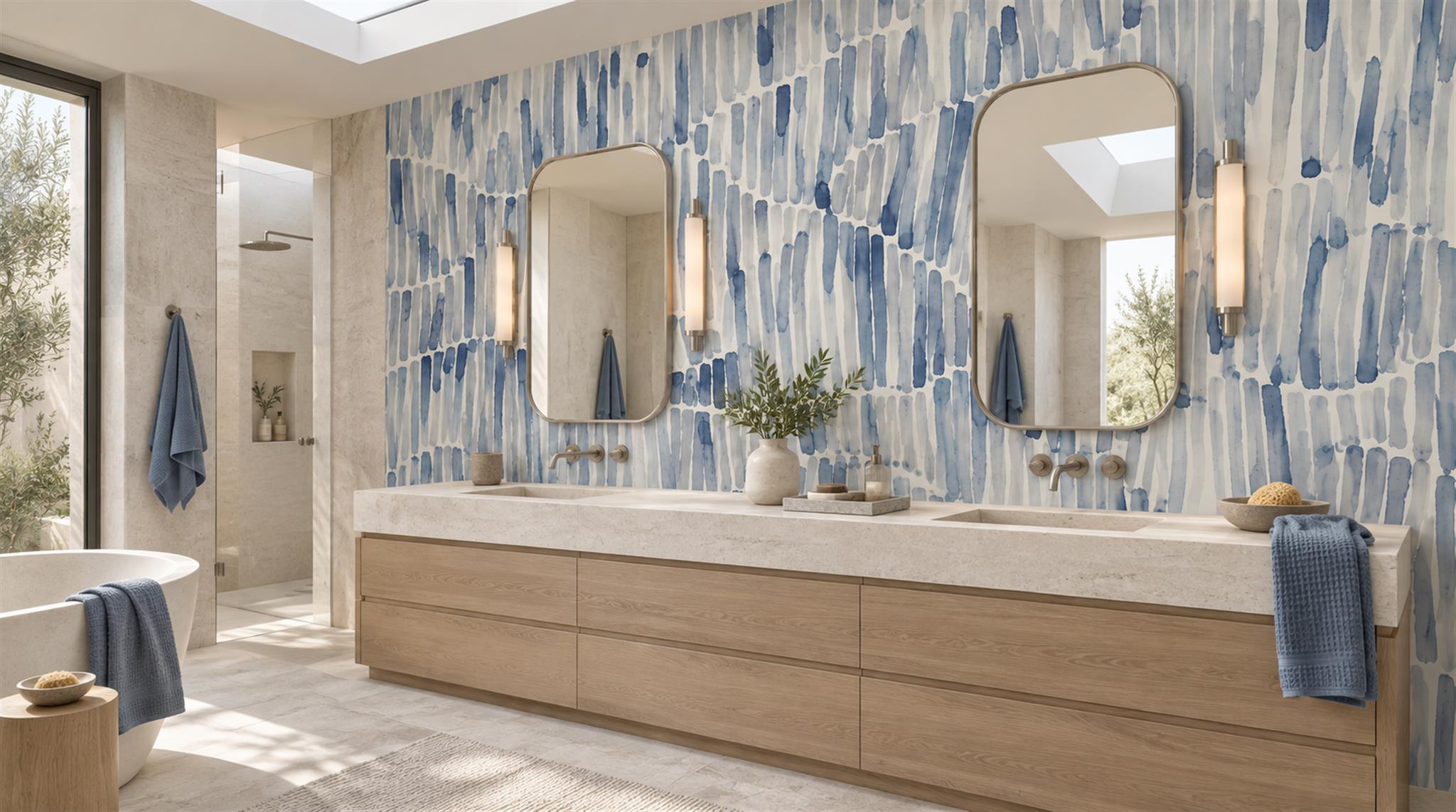 Blue Decorative Wall Art Wallpaper Mural Scene