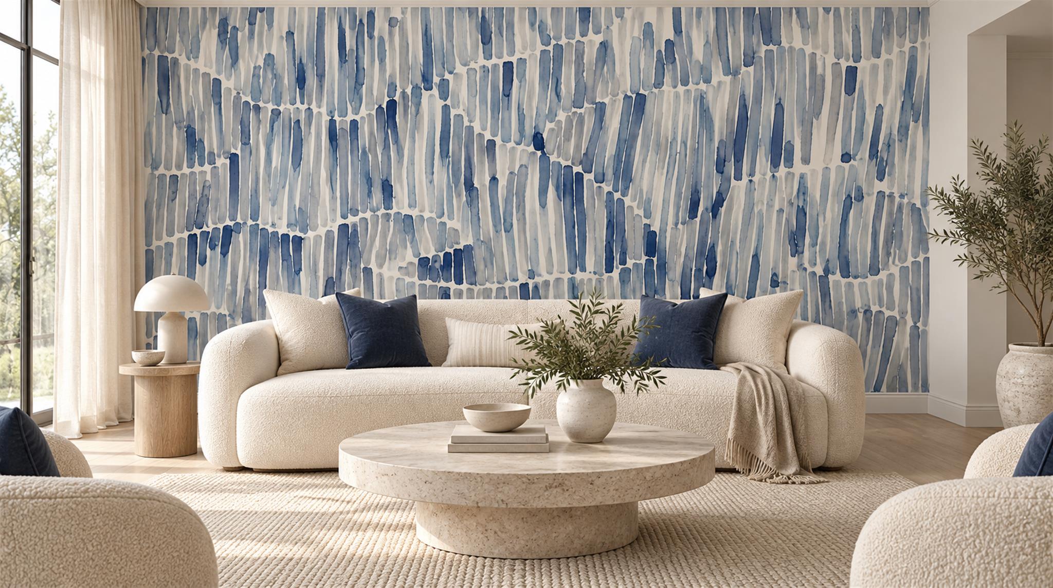 Blue Decorative Wall Art Wallpaper Mural Scene