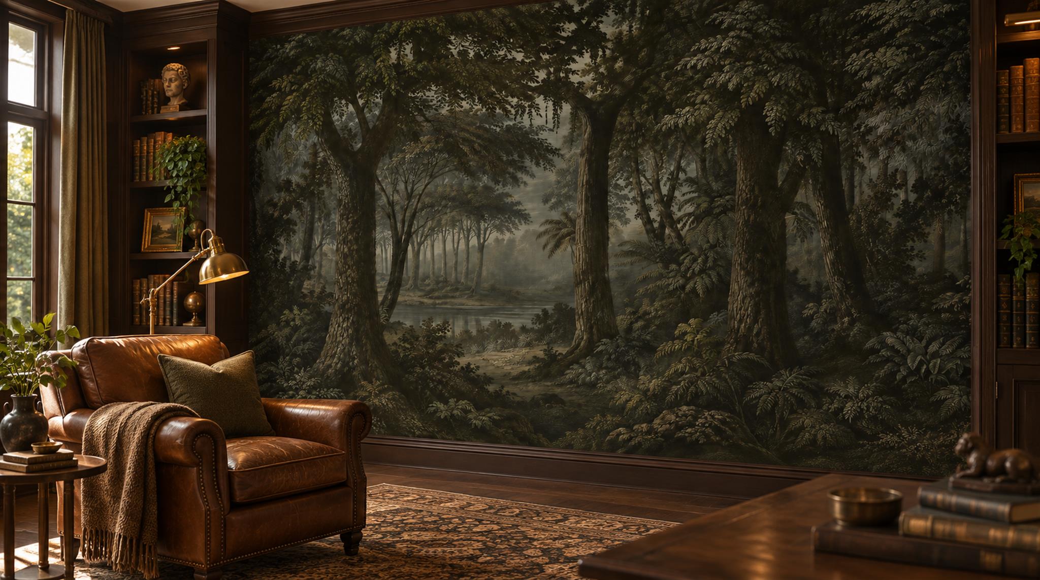 Neutral Woodland Trees Wallpaper Mural Main