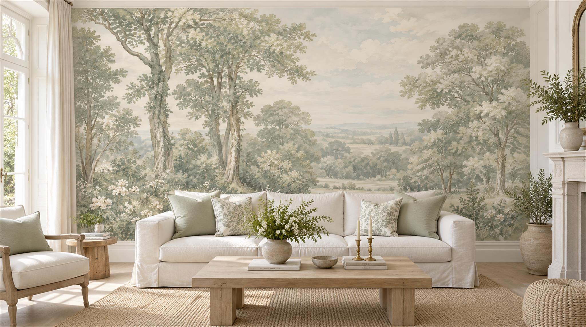 Sage Green Decorative Wall Art Wallpaper Mural