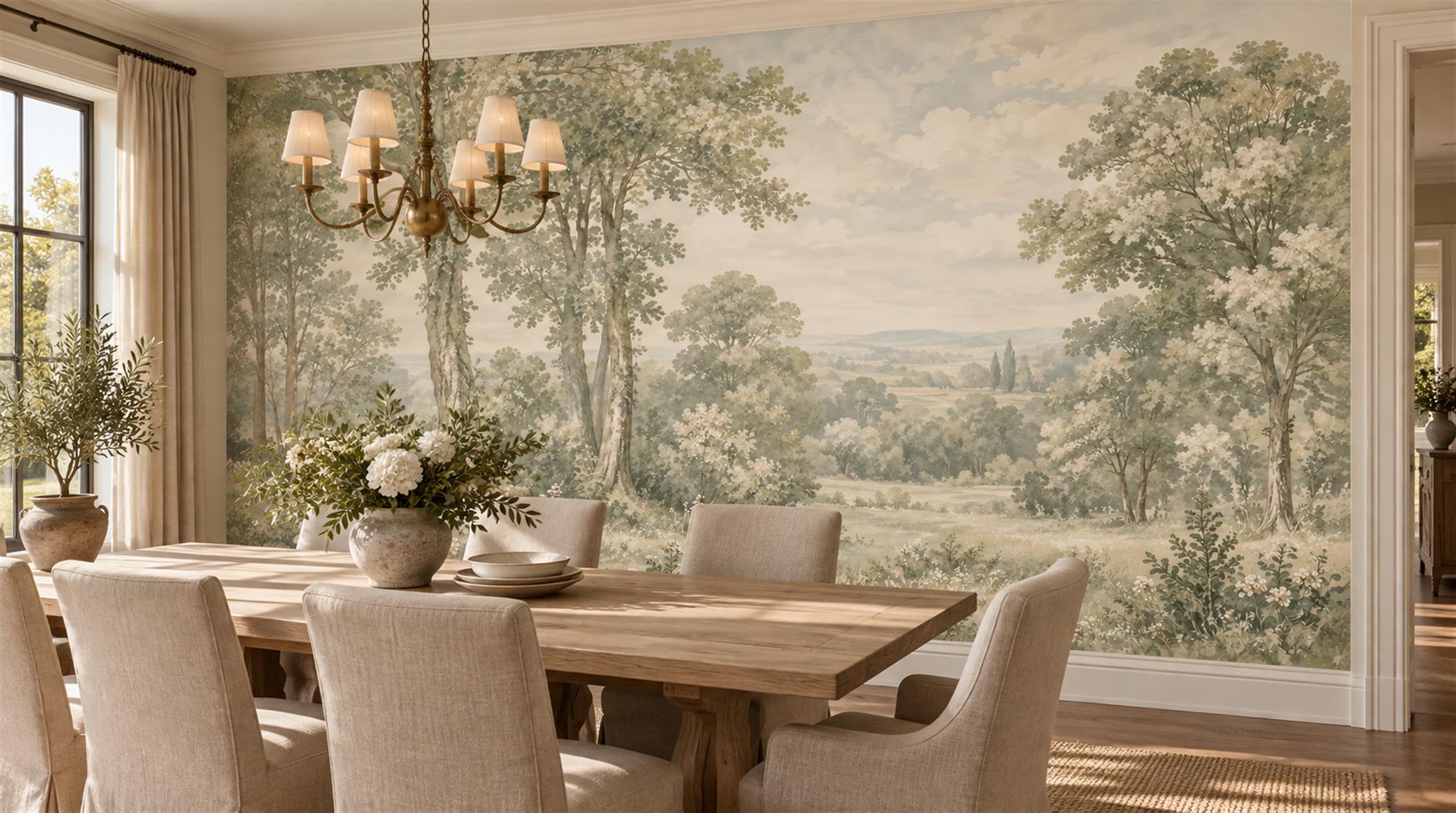 Sage Green Decorative Wall Art Wallpaper Mural Scene