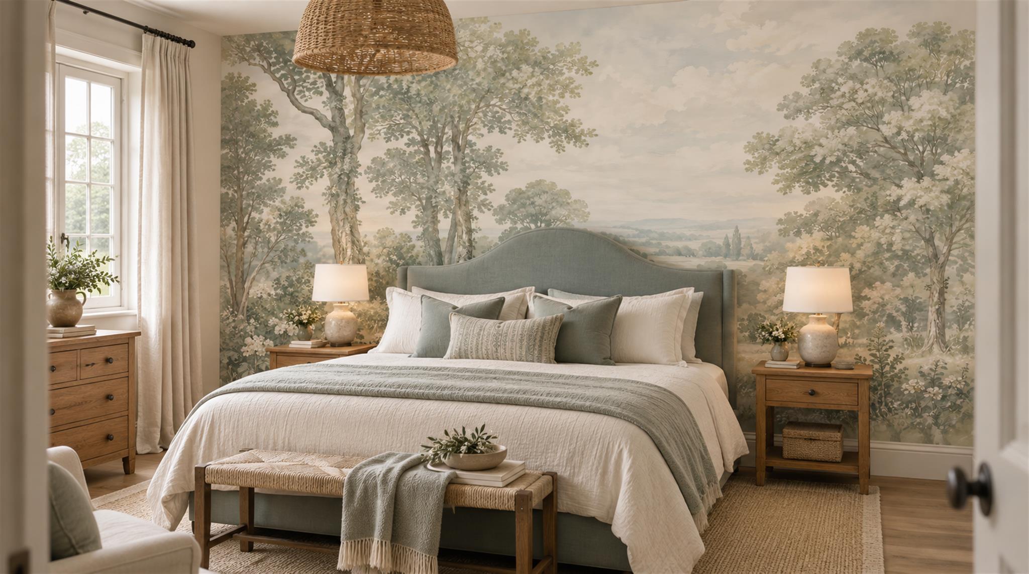 Sage Green Decorative Wall Art Wallpaper Mural Scene