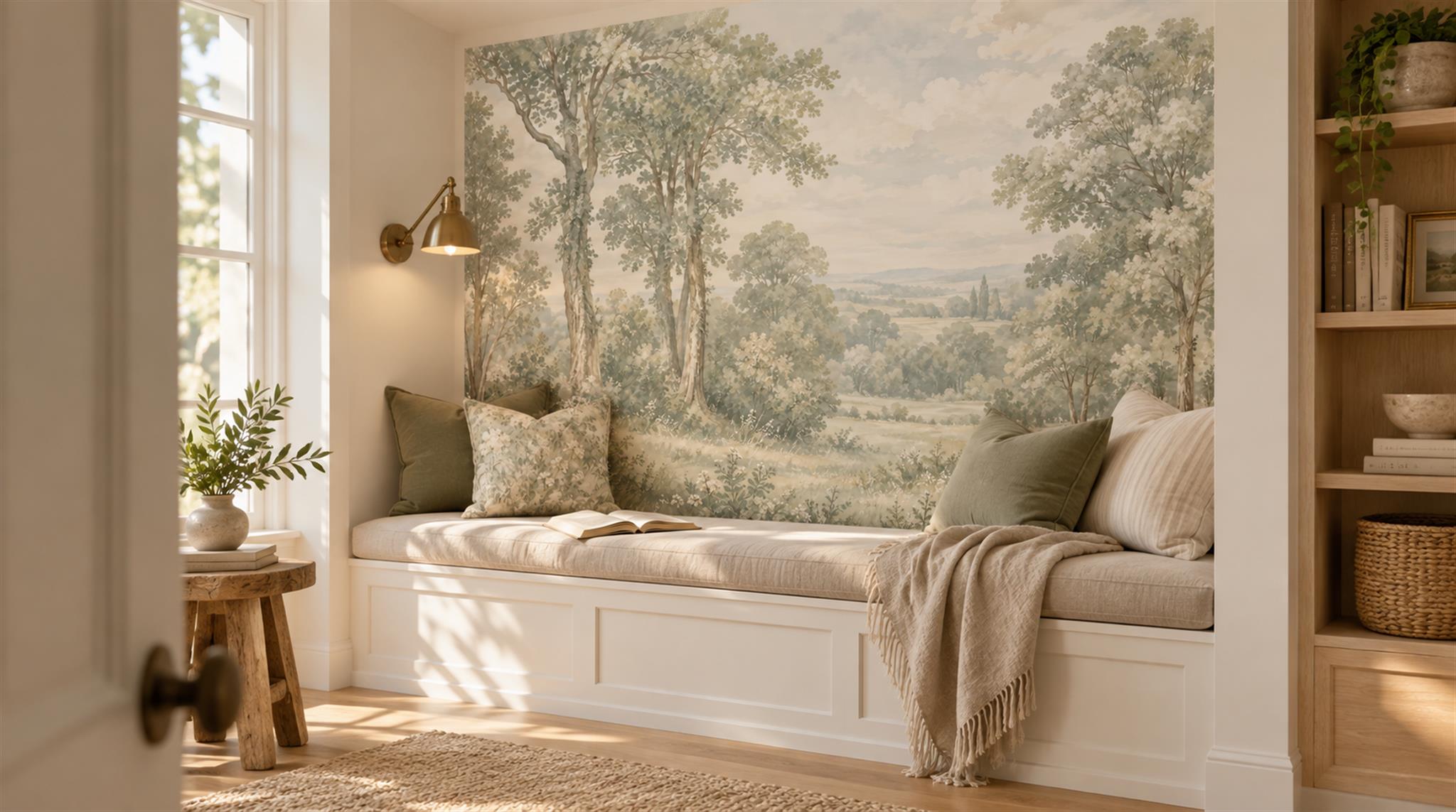 Sage Green Decorative Wall Art Wallpaper Mural Scene