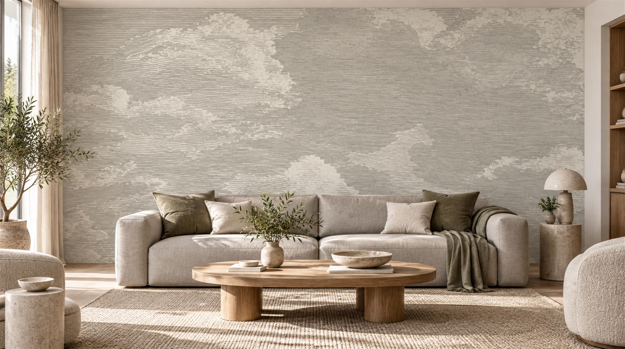Grey Soft Cloudscape Wallpaper Mural Main