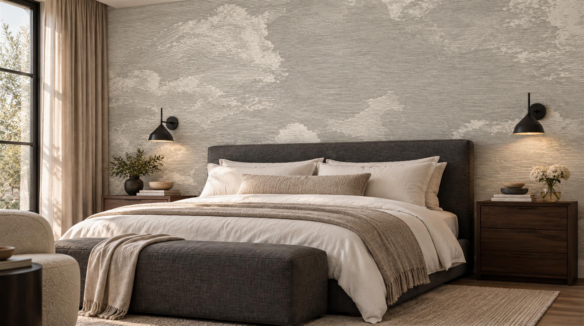 Grey Soft Cloudscape Wallpaper Mural Scene