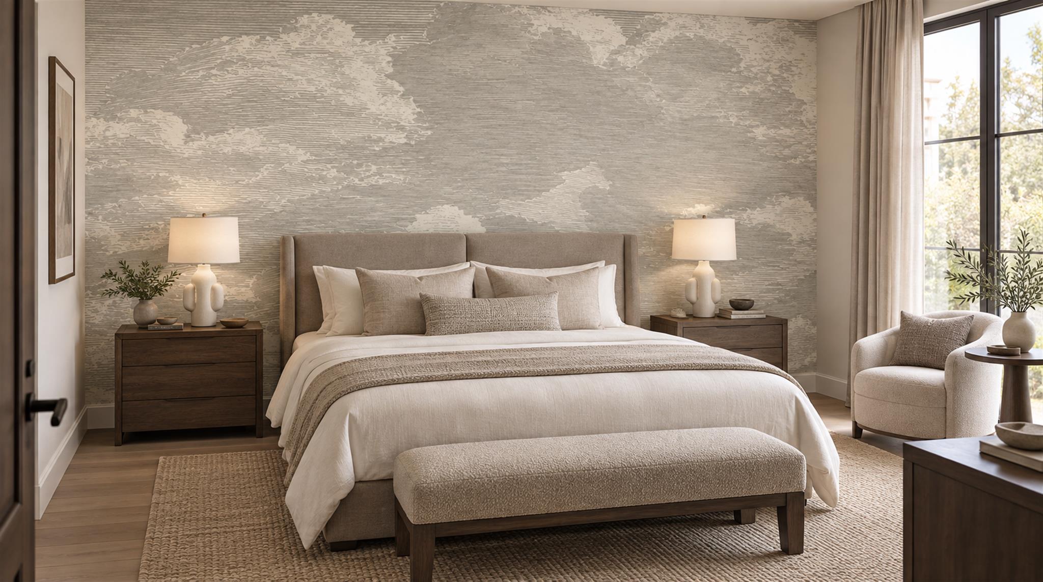 Grey Soft Cloudscape Wallpaper Mural Scene