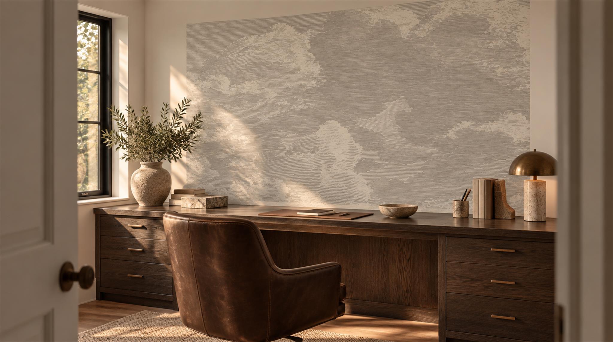 Grey Soft Cloudscape Wallpaper Mural Scene