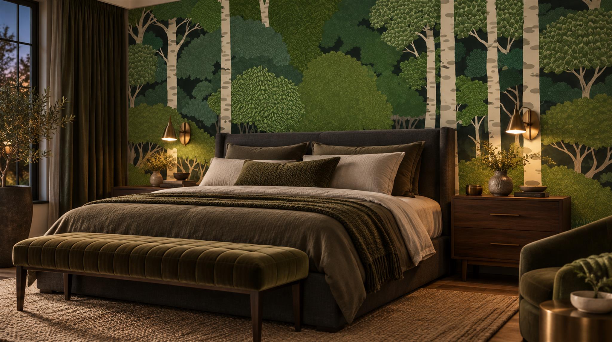 Green Decorative Wall Art Wallpaper Mural Scene