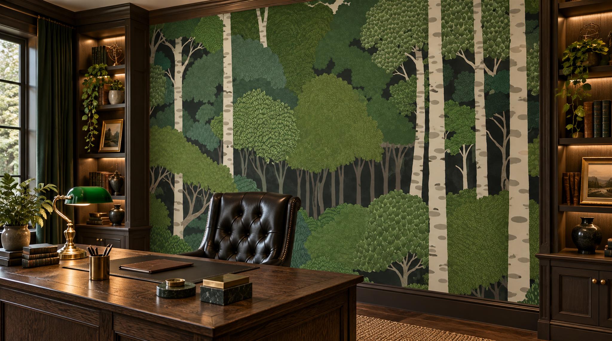 Green Decorative Wall Art Wallpaper Mural Scene