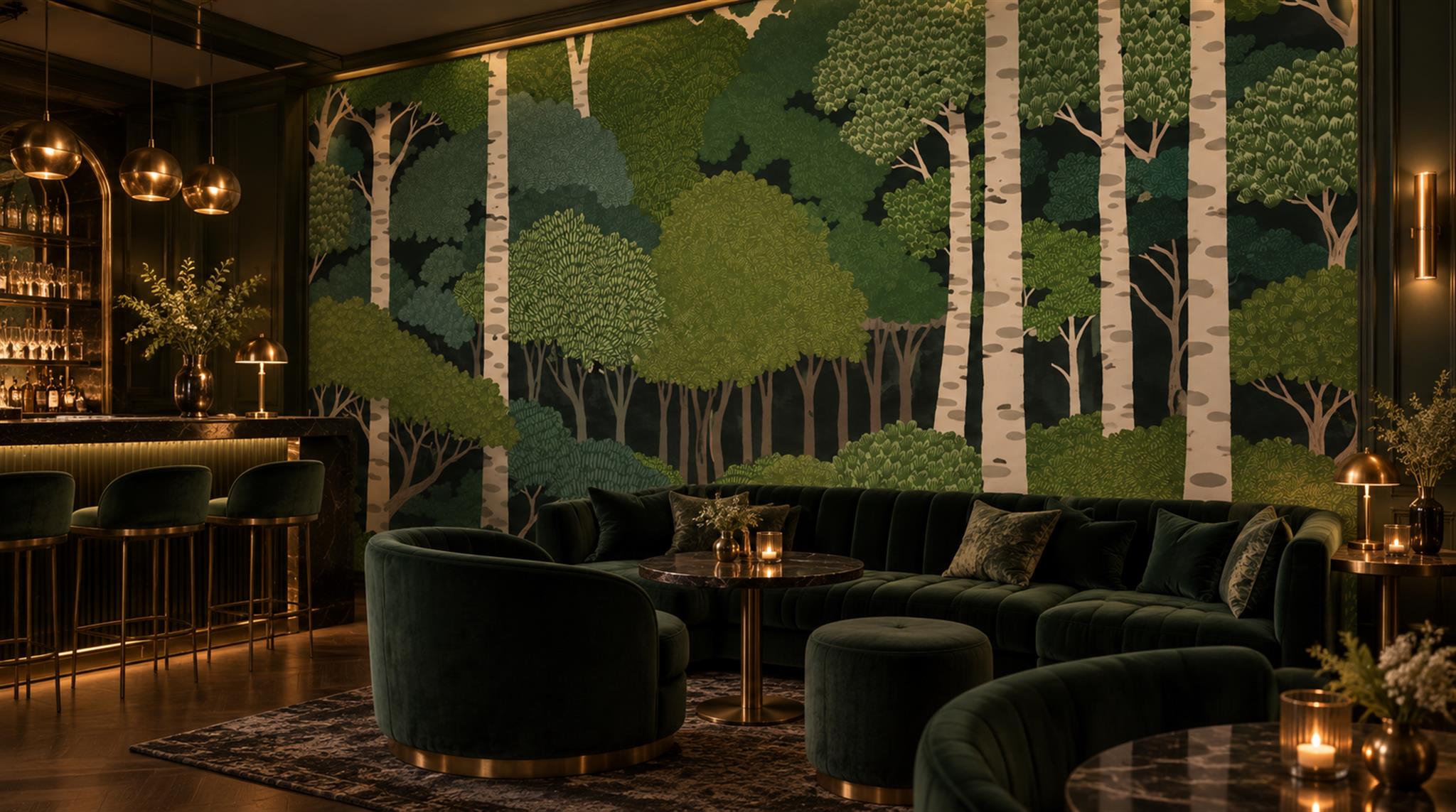 Green Decorative Wall Art Wallpaper Mural Scene