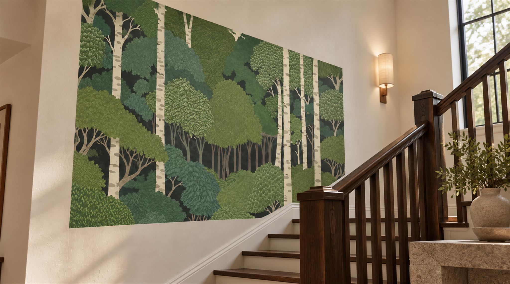 Green Decorative Wall Art Wallpaper Mural Scene
