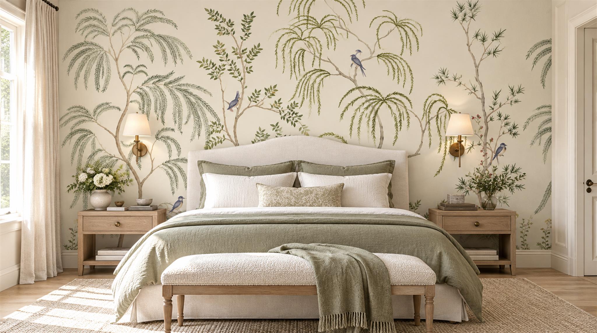 Ivory Palm Leaves Wallpaper Mural Main