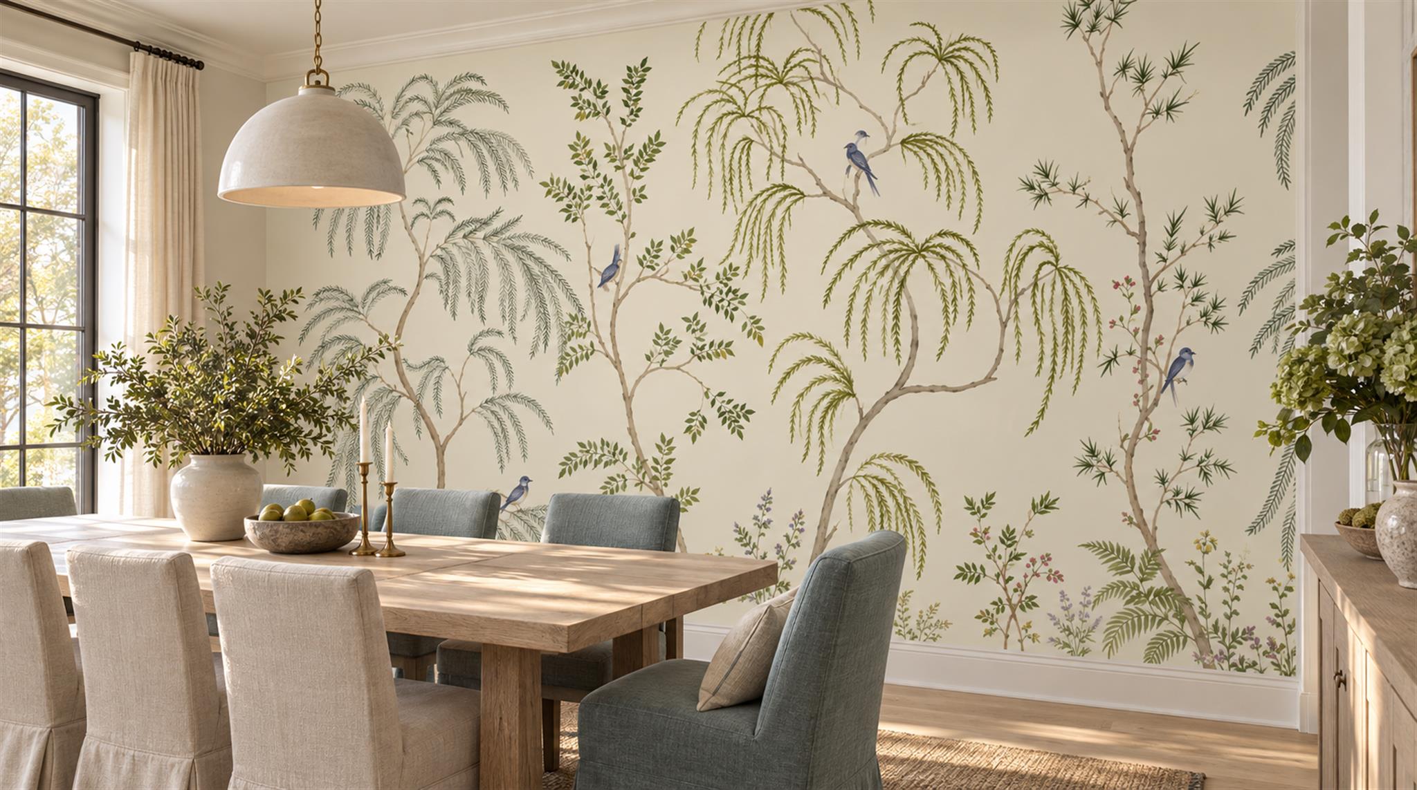 Ivory Palm Leaves Wallpaper Mural Scene
