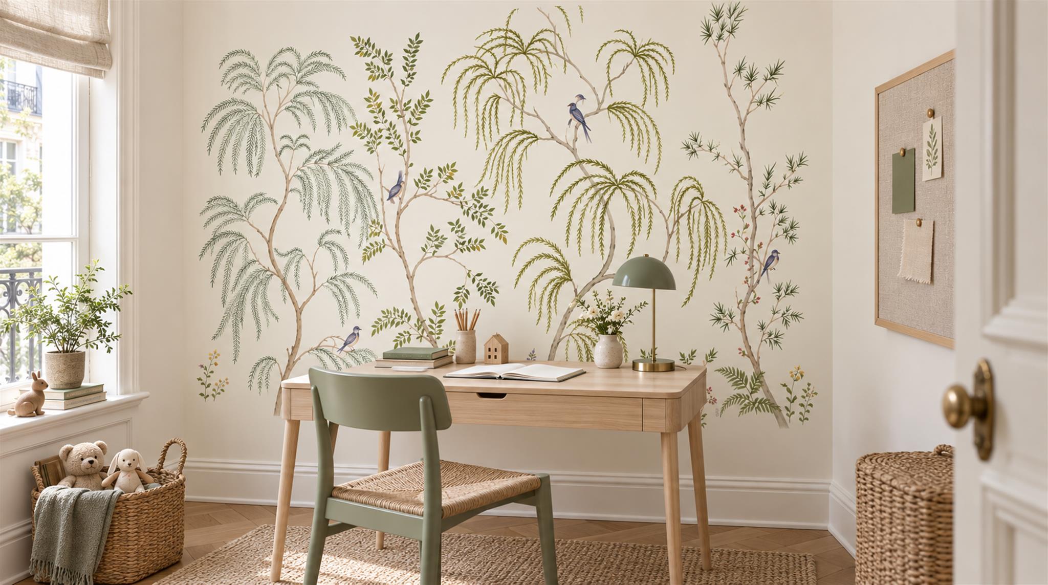 Ivory Palm Leaves Wallpaper Mural Scene