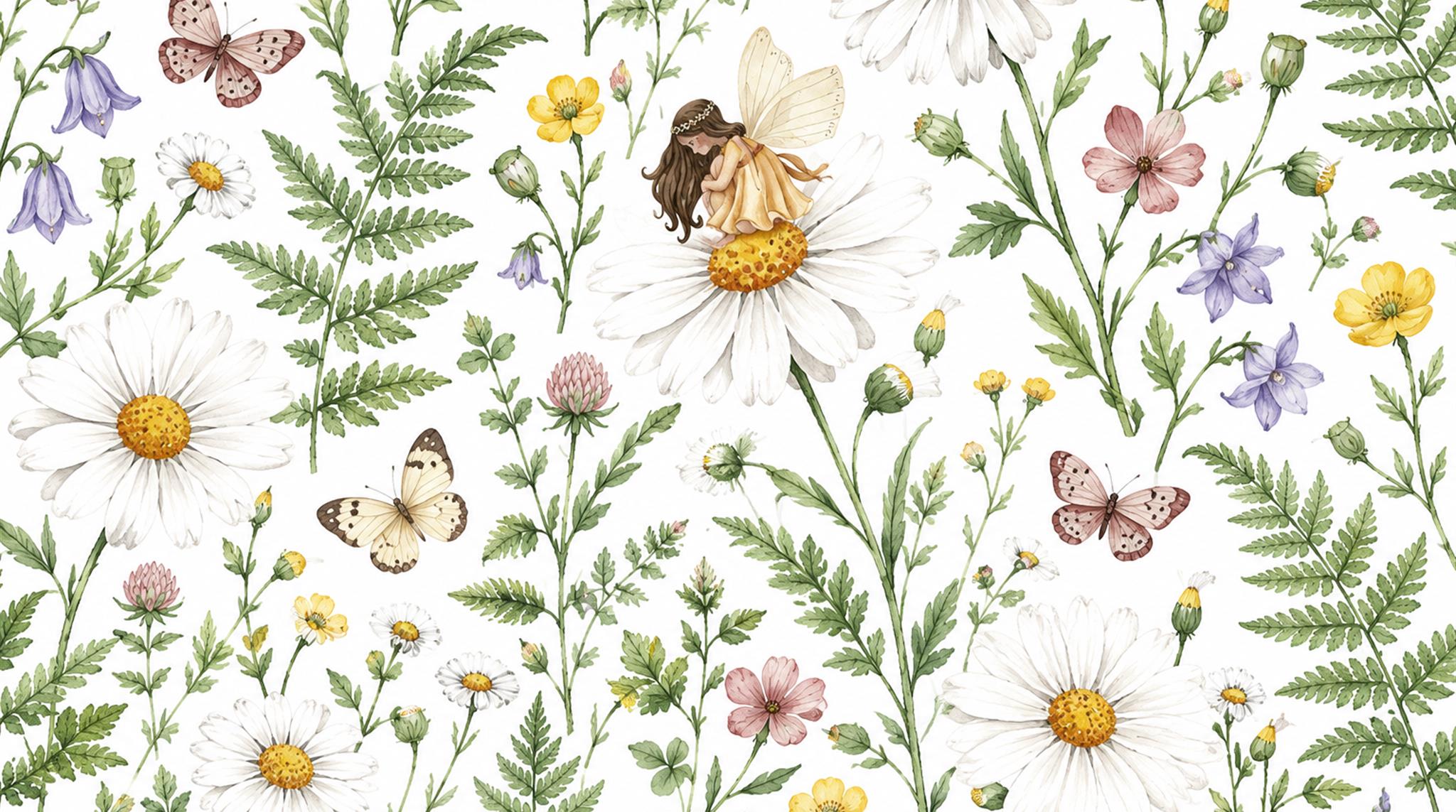 Ivory Floral Patterning Wallpaper Mural Main